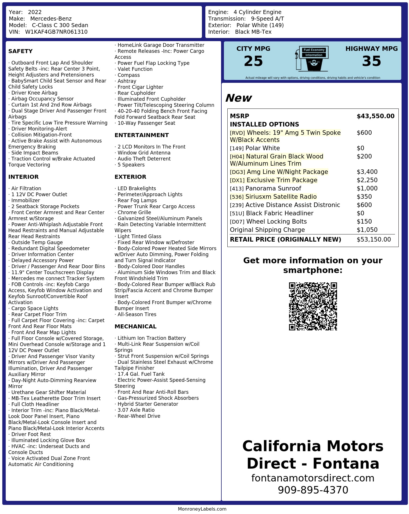 Monroney Label