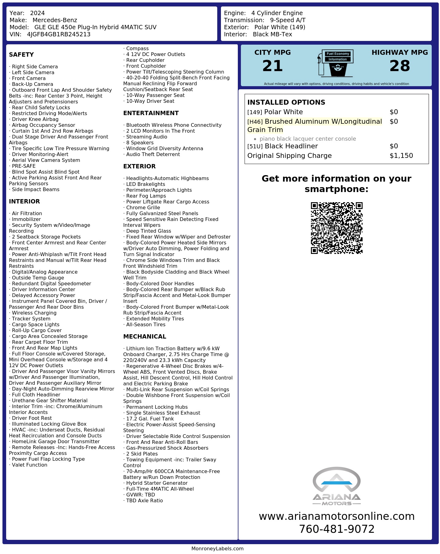 Monroney Label