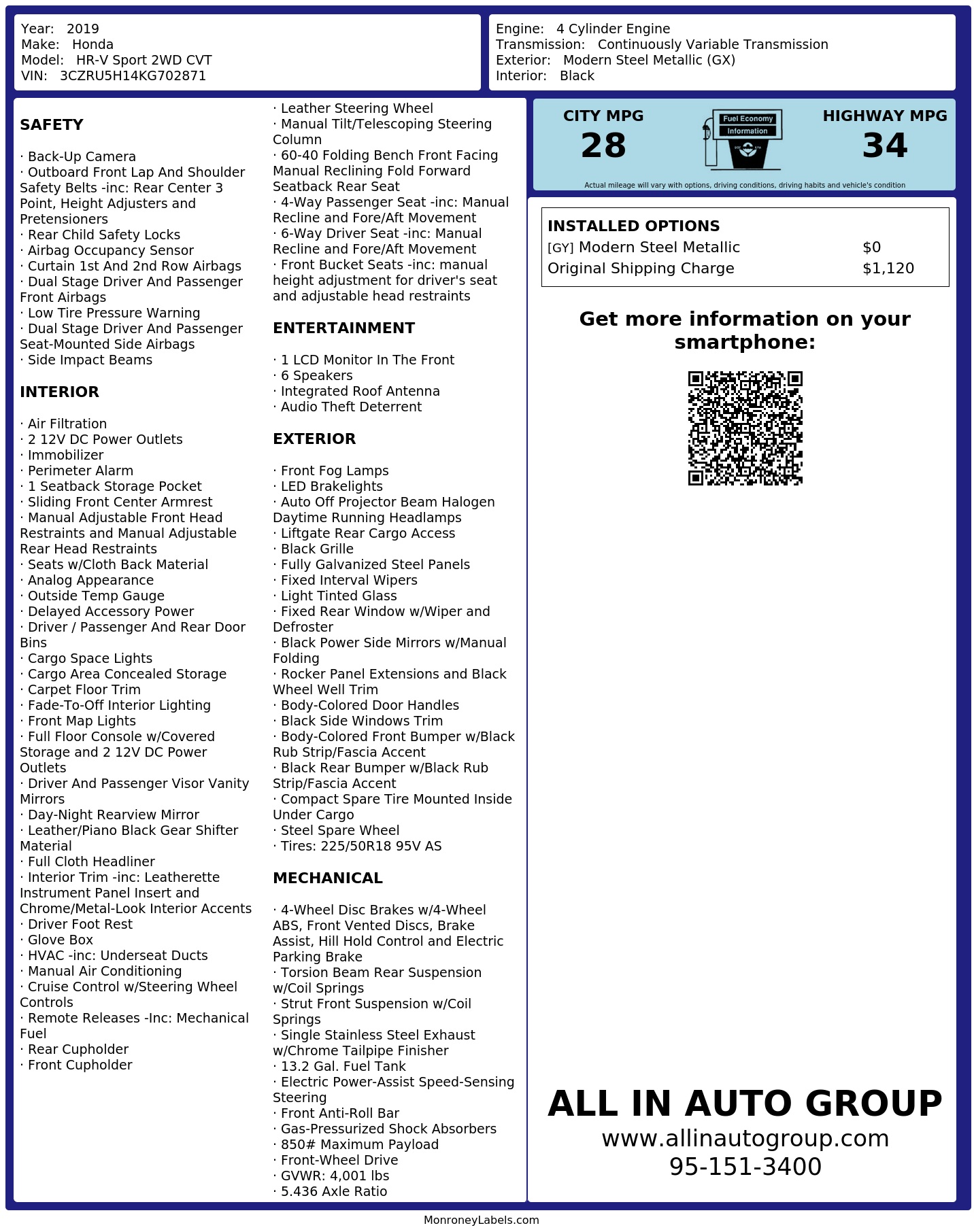 Monroney Label