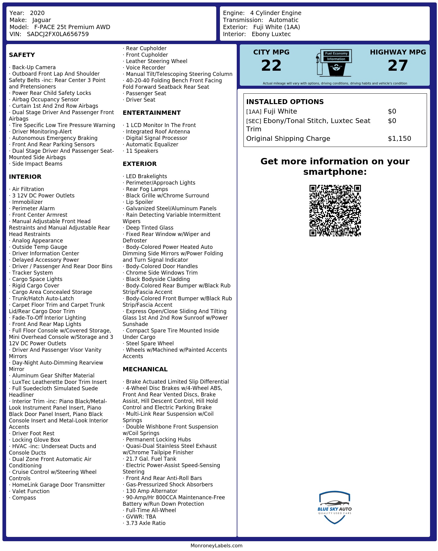 Monroney Label