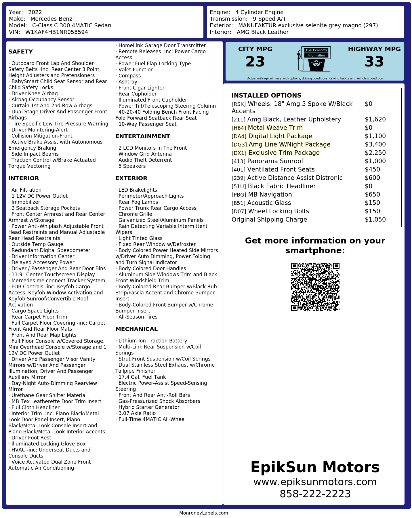 Monroney Label