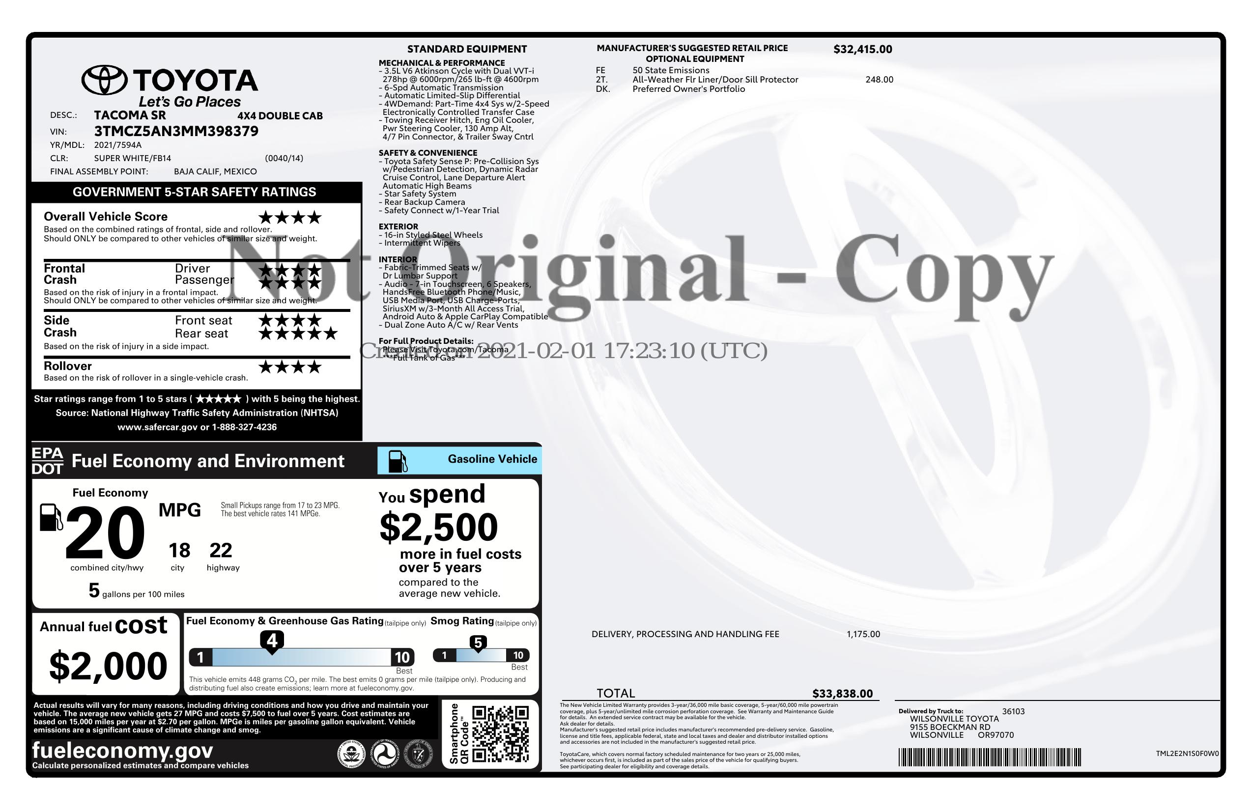 Monroney Label