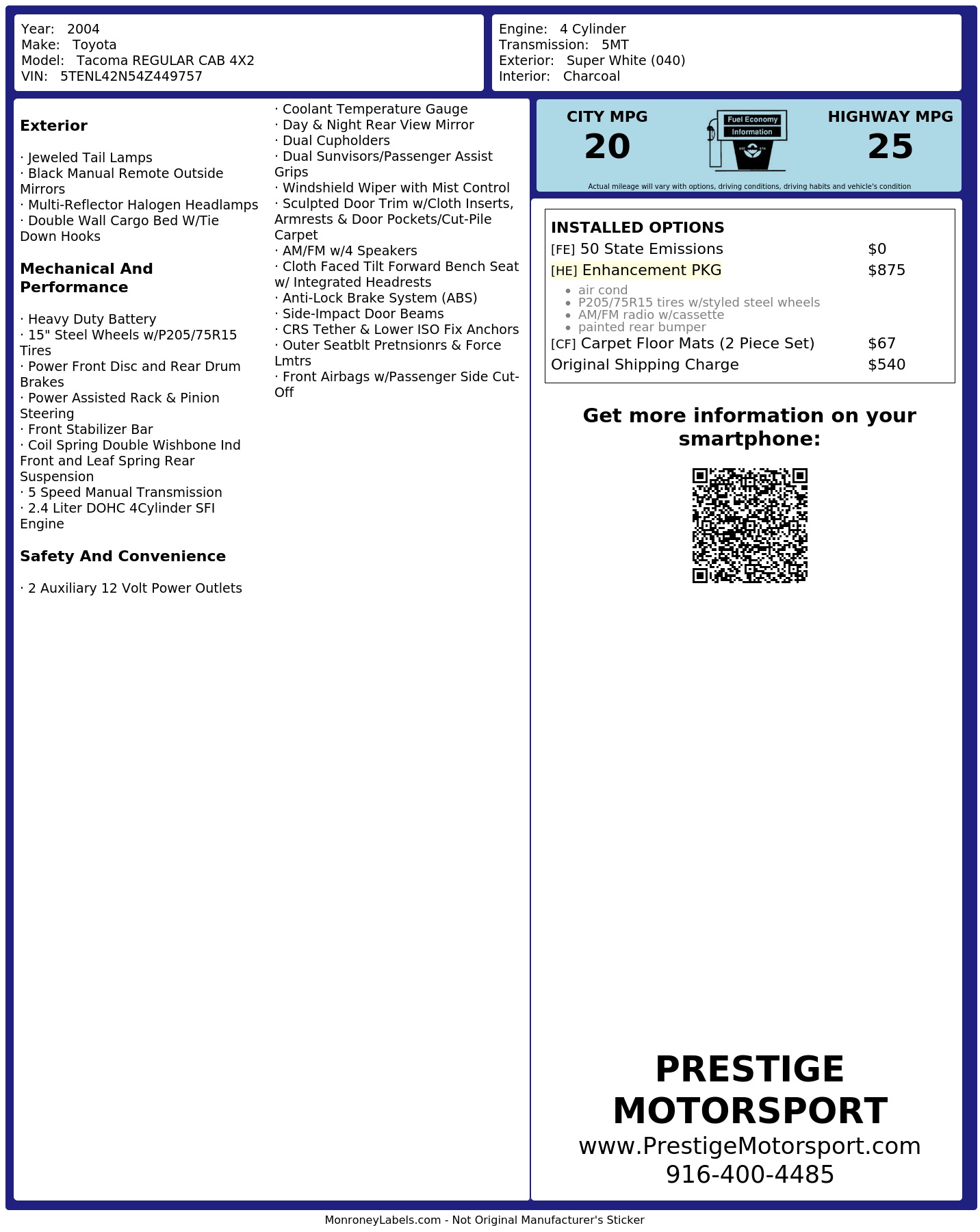 Monroney Label