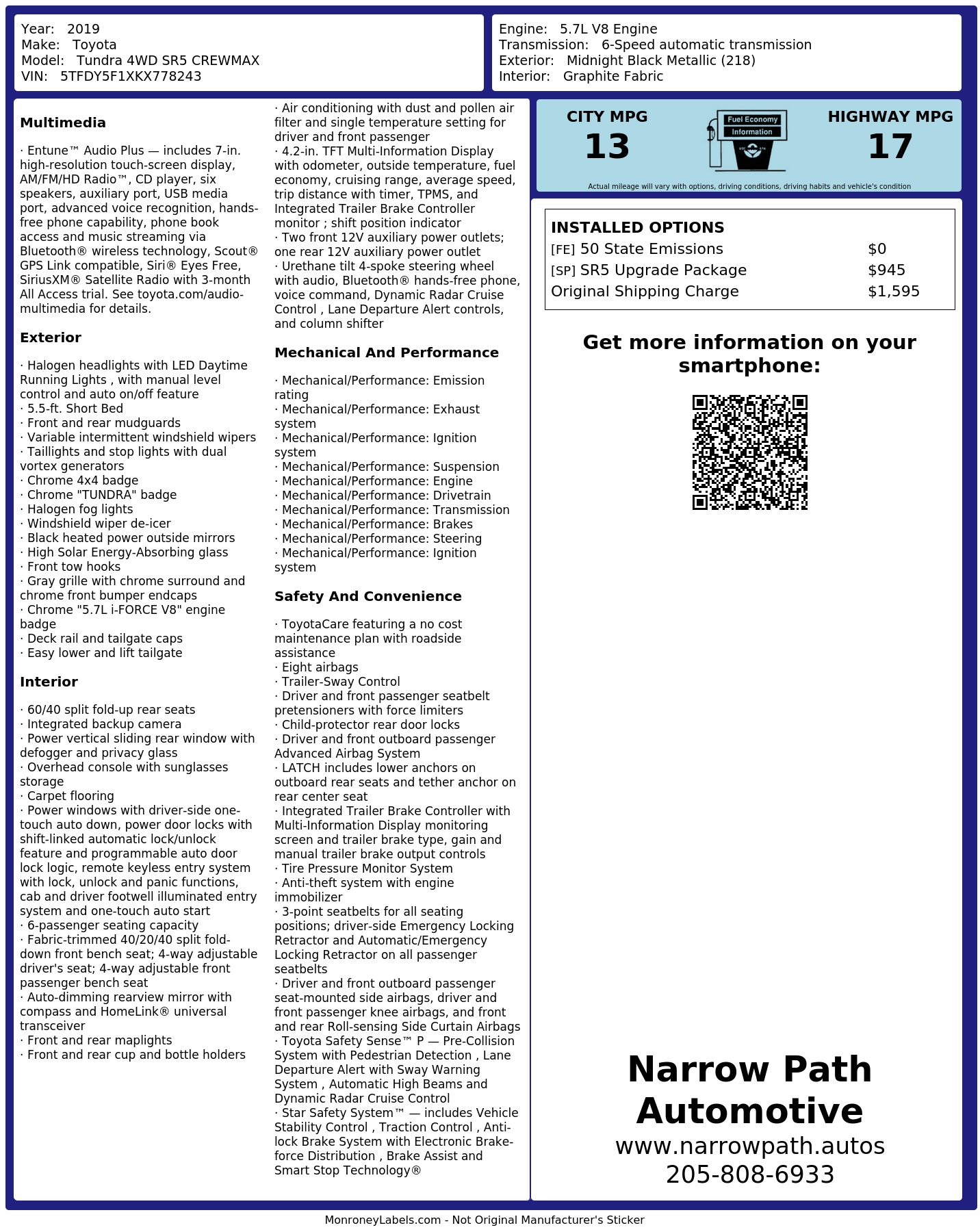Monroney Label