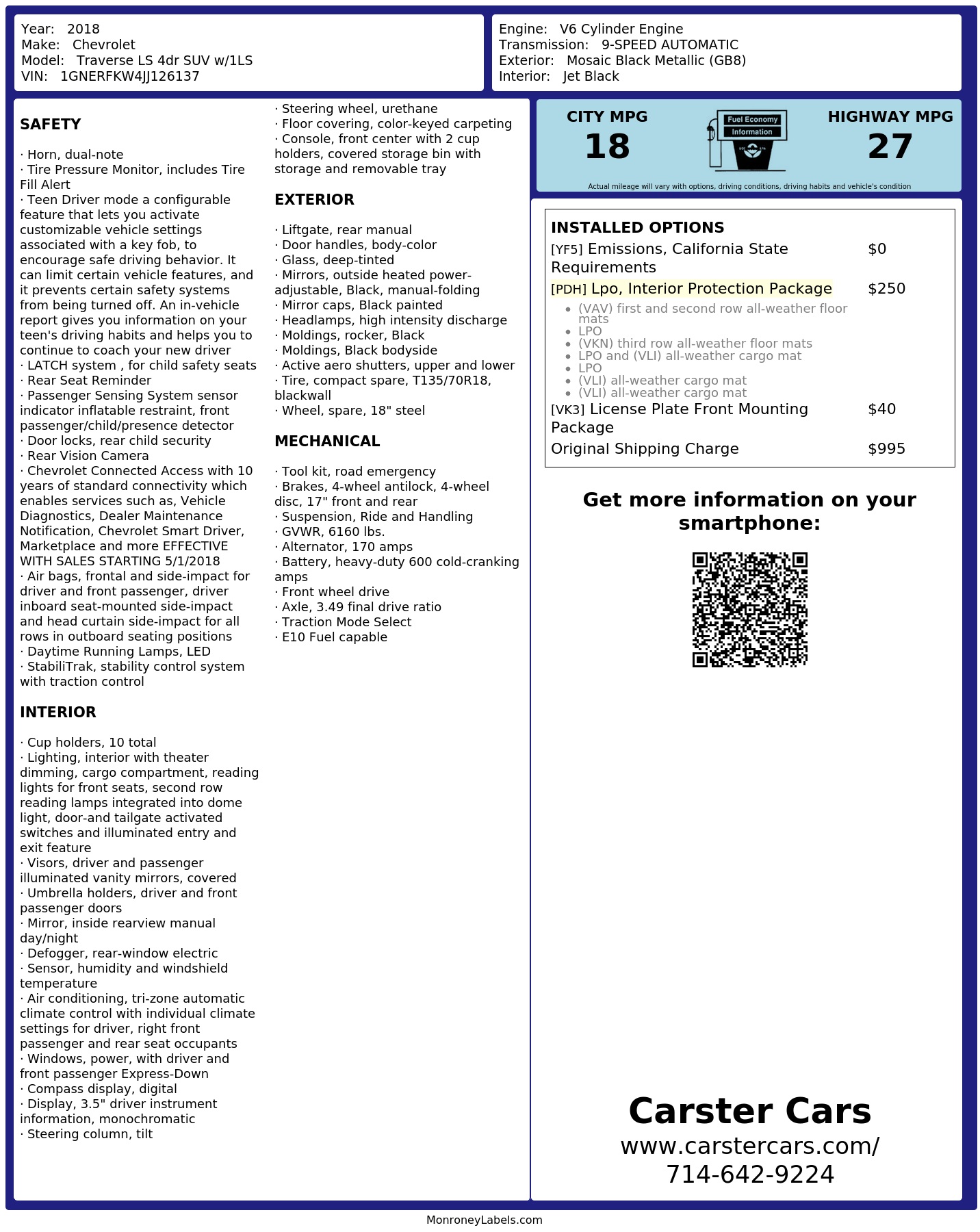 Monroney Label