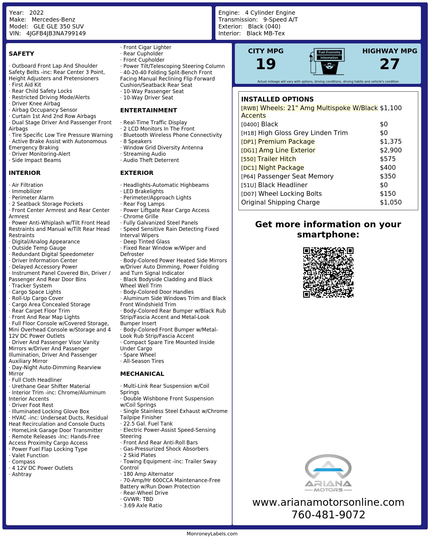 Monroney Label