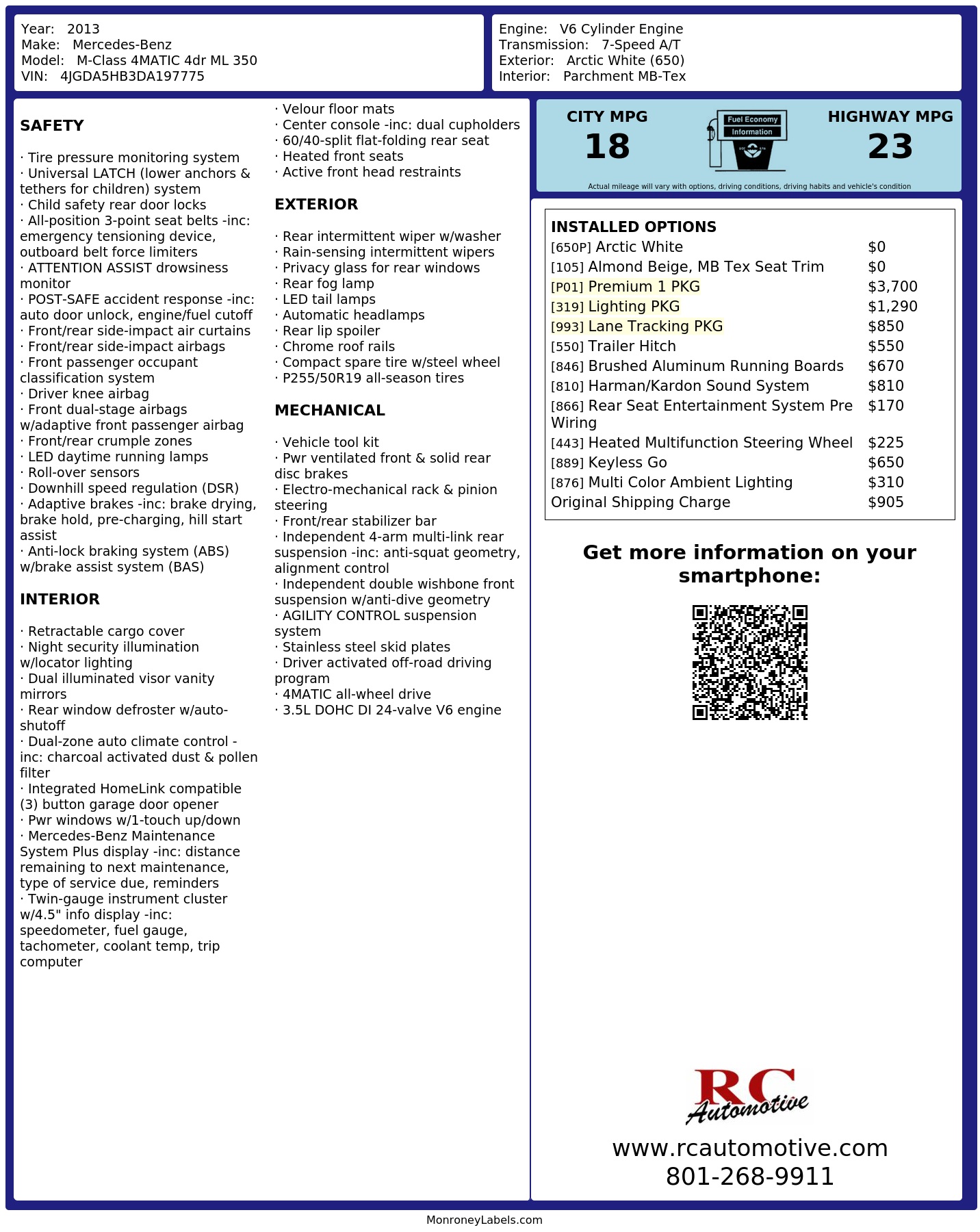 Monroney Label