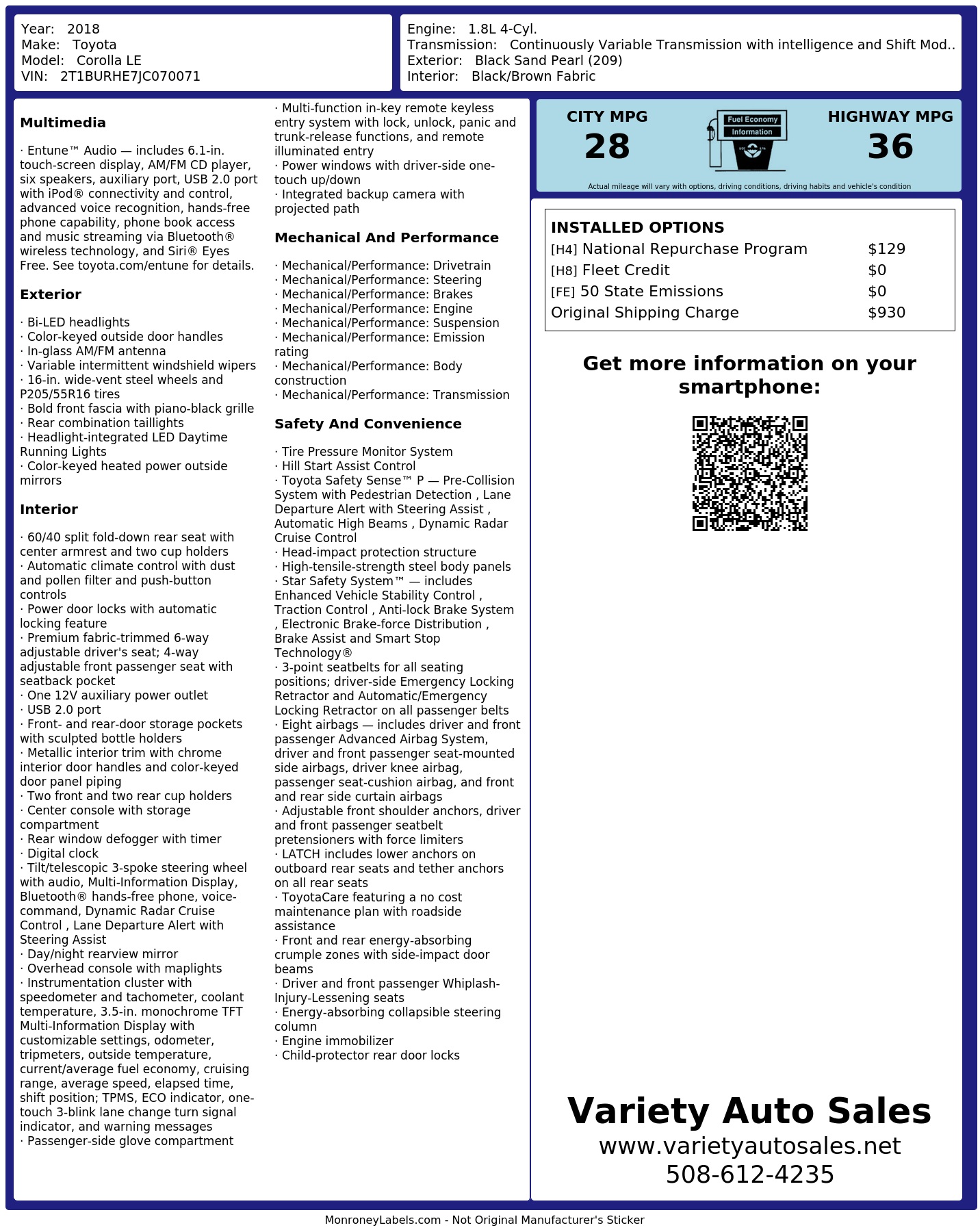 Monroney Label