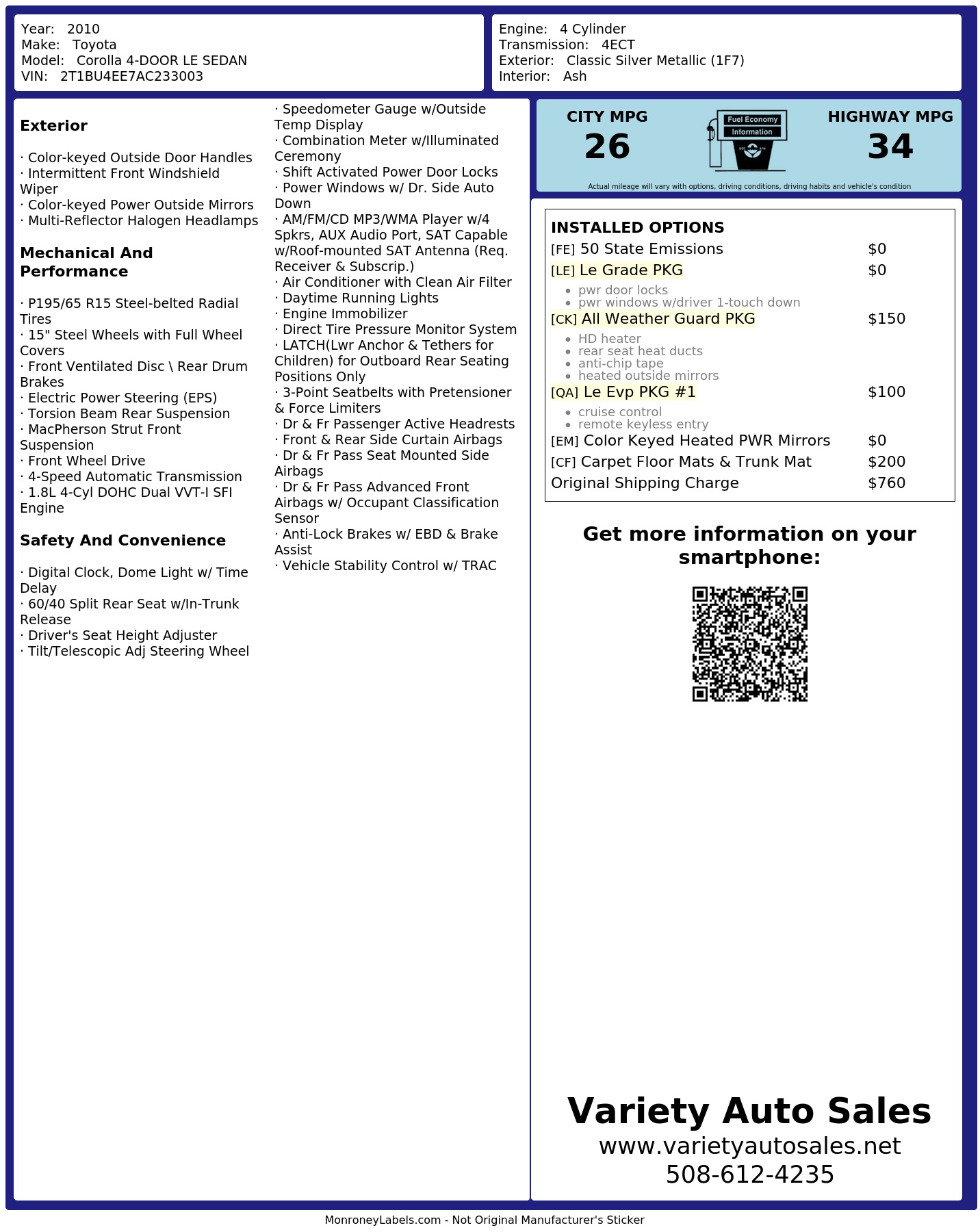 Monroney Label