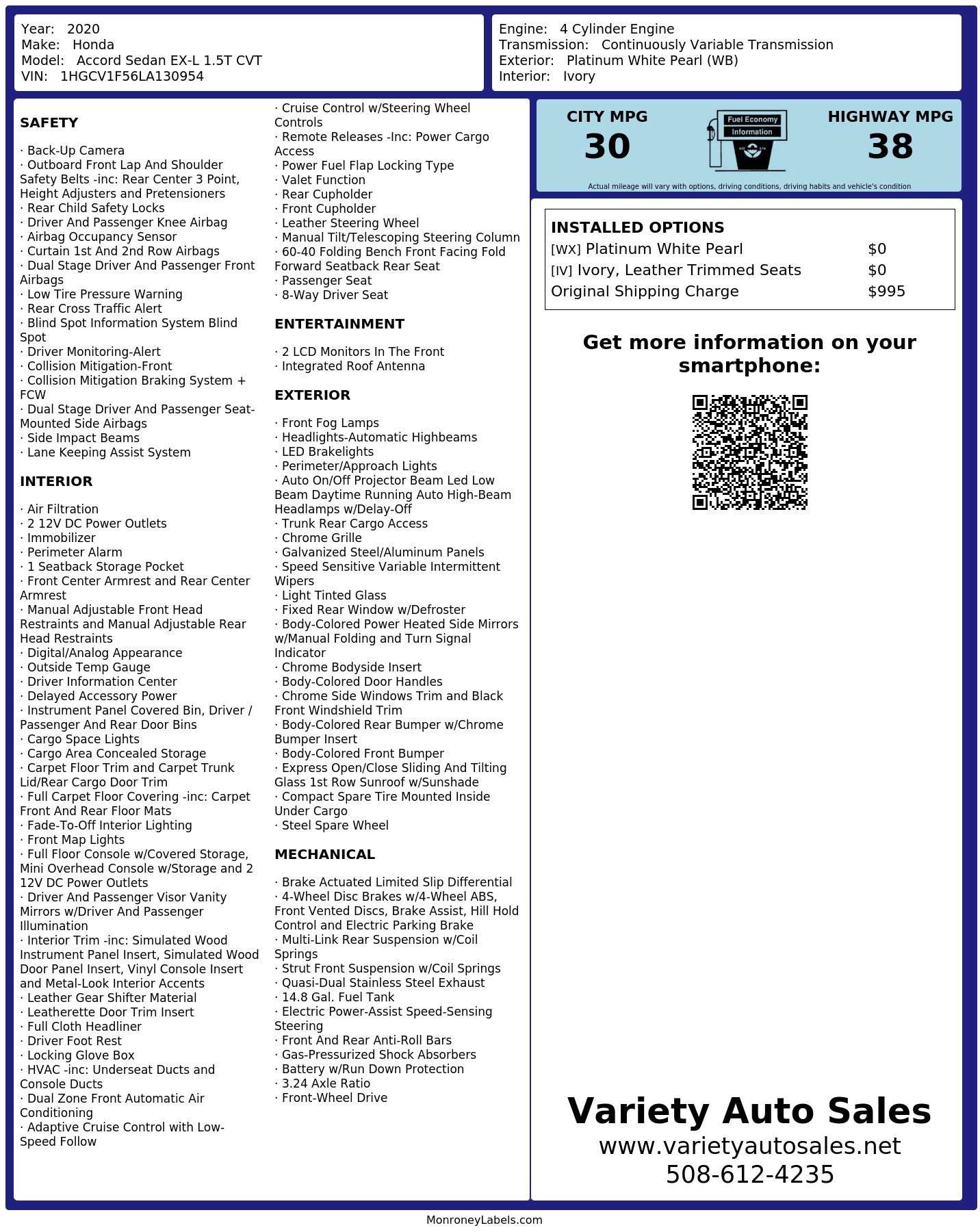 Monroney Label
