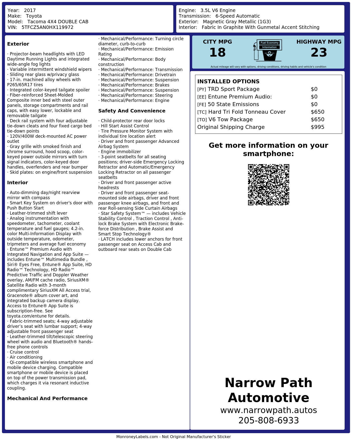 Monroney Label