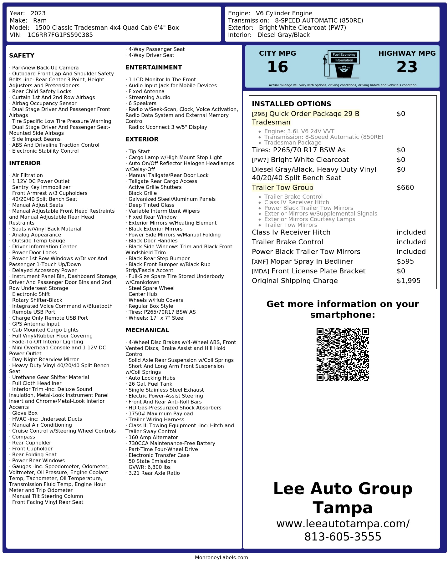 Monroney Label