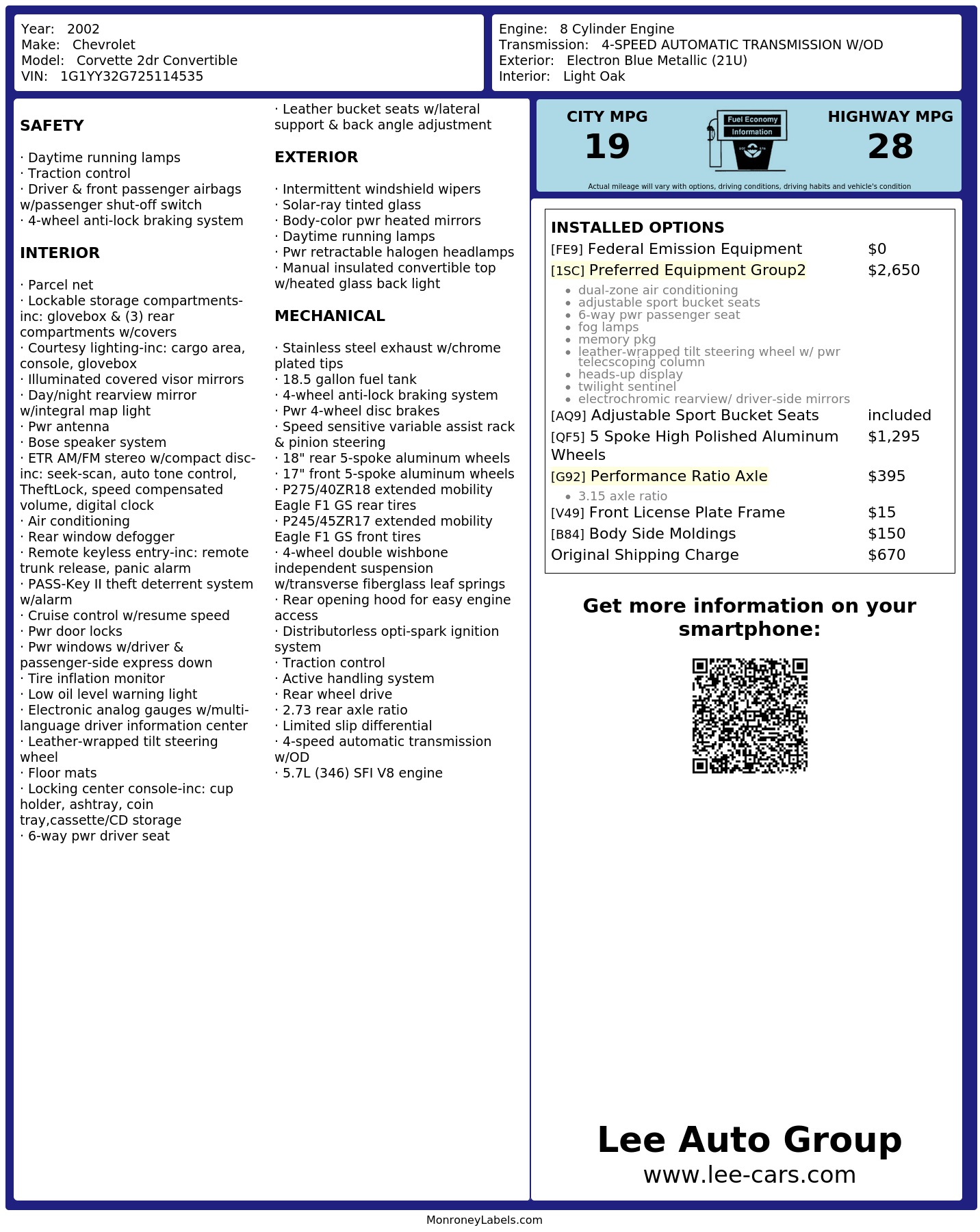 Monroney Label