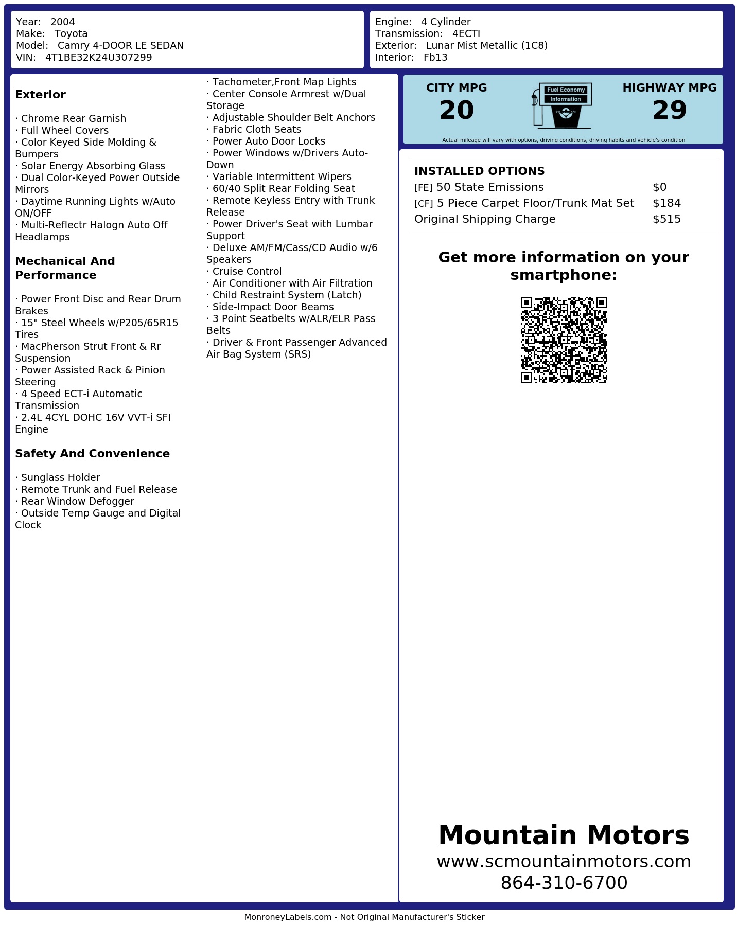 Monroney Label