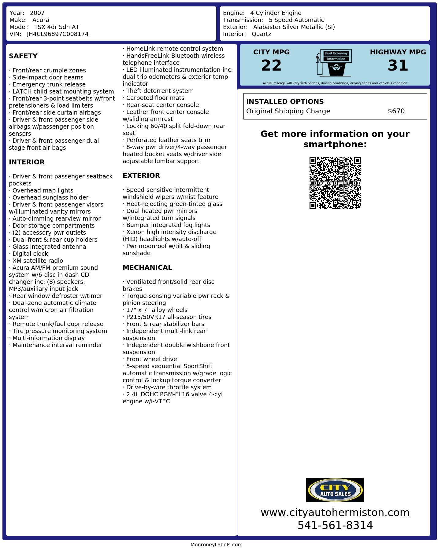 Monroney Label