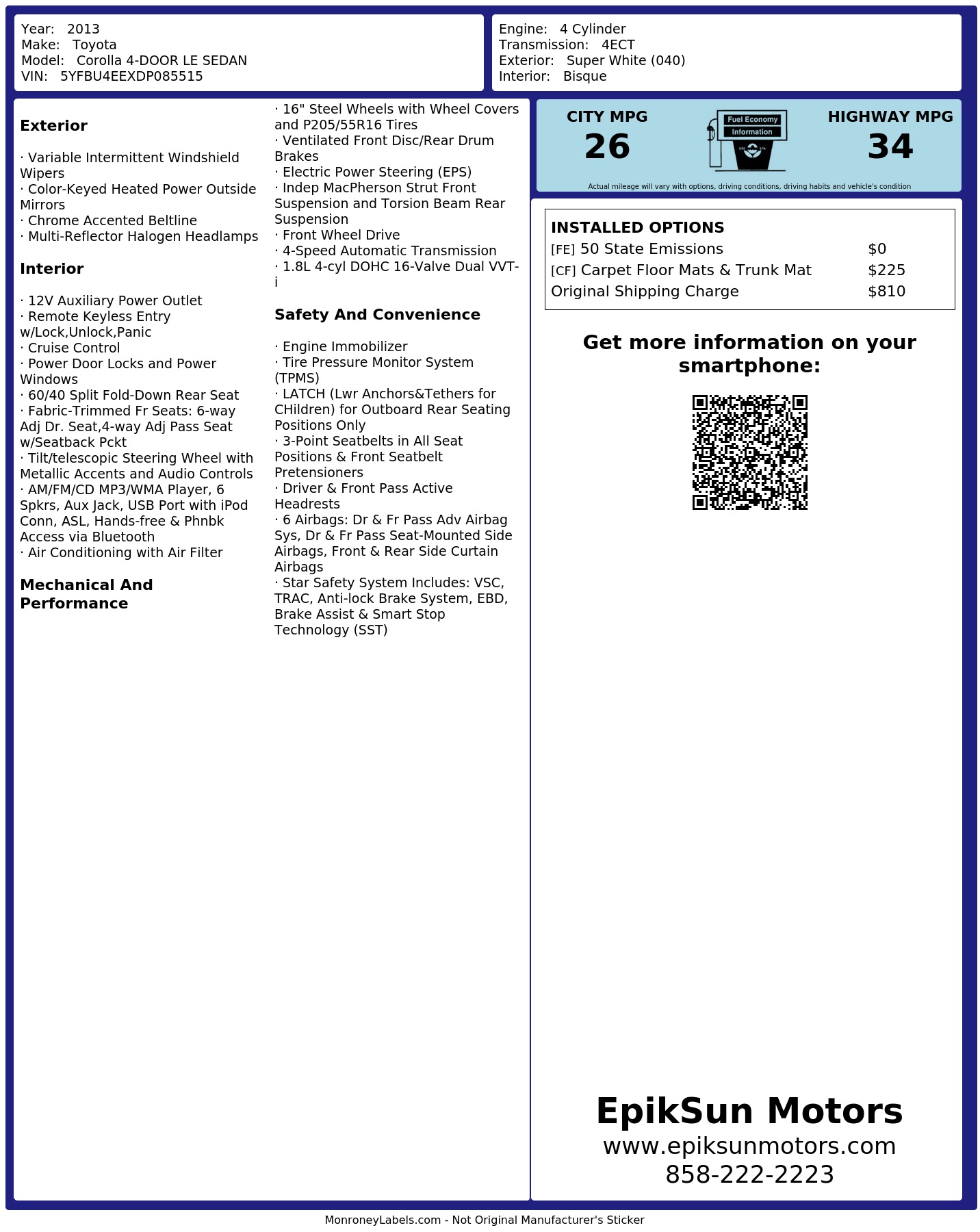 Monroney Label