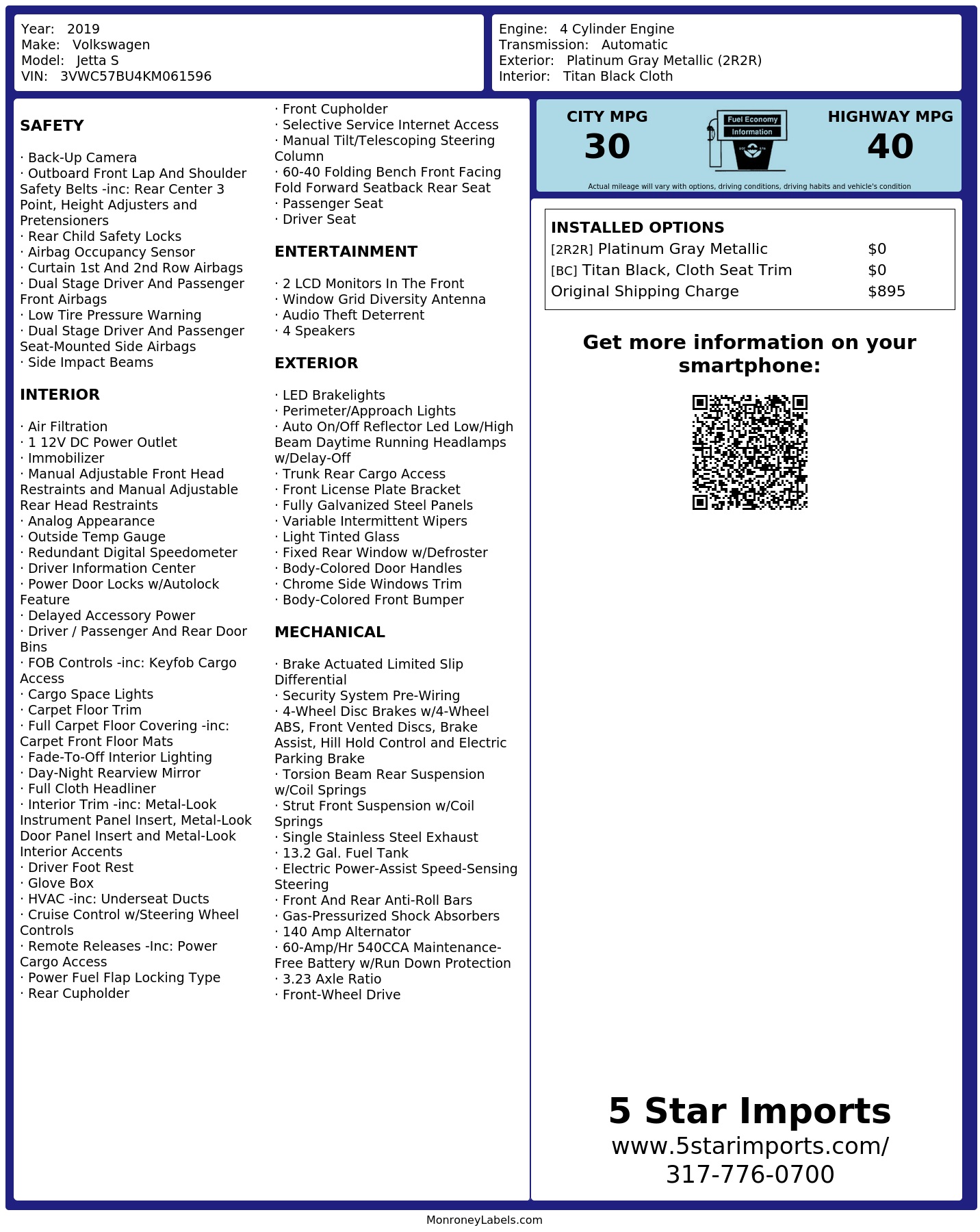 Monroney Label