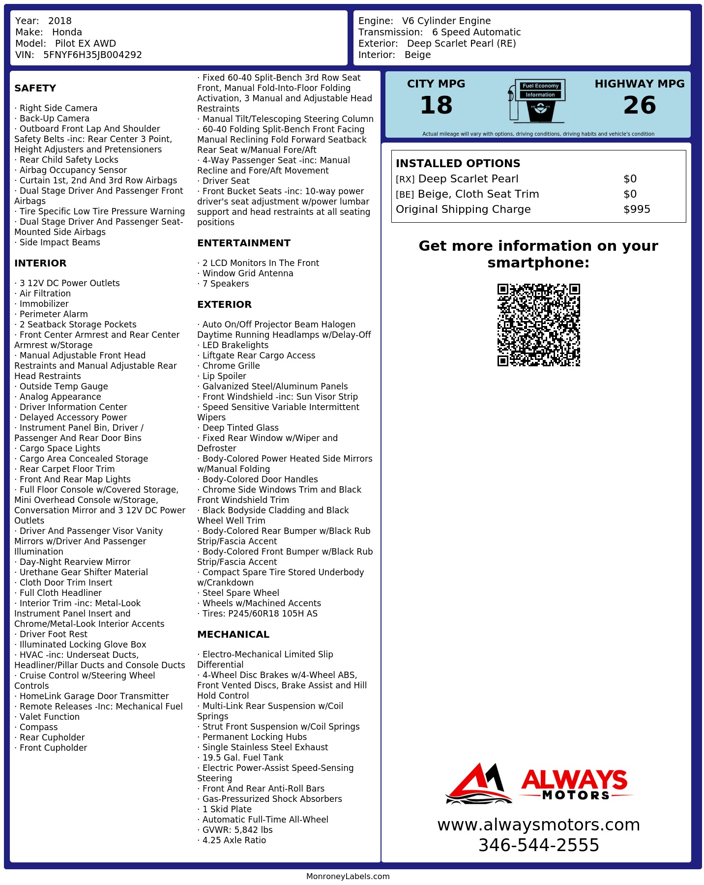 Monroney Label