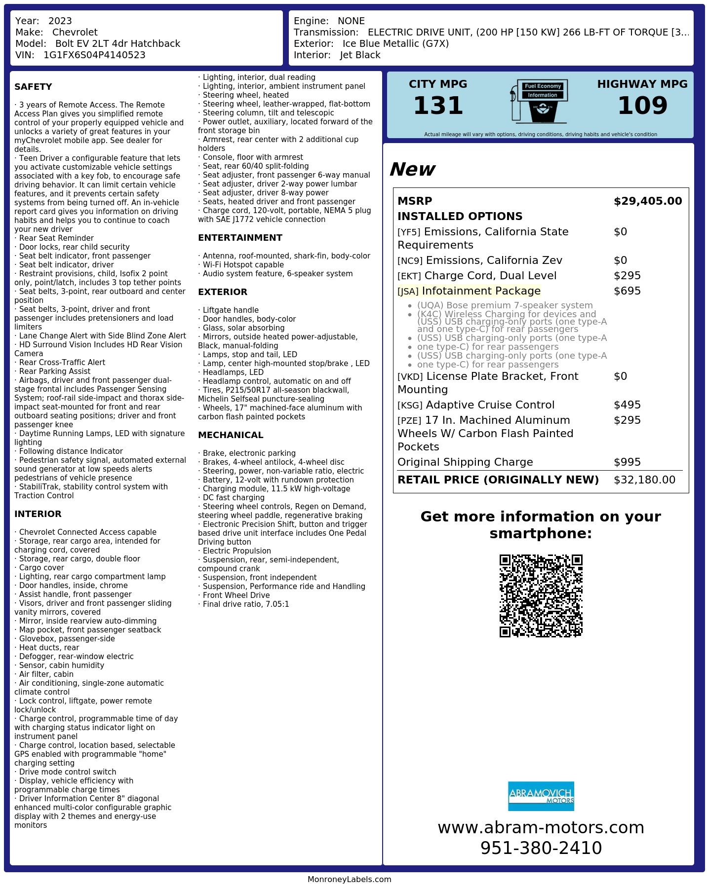 Monroney Label