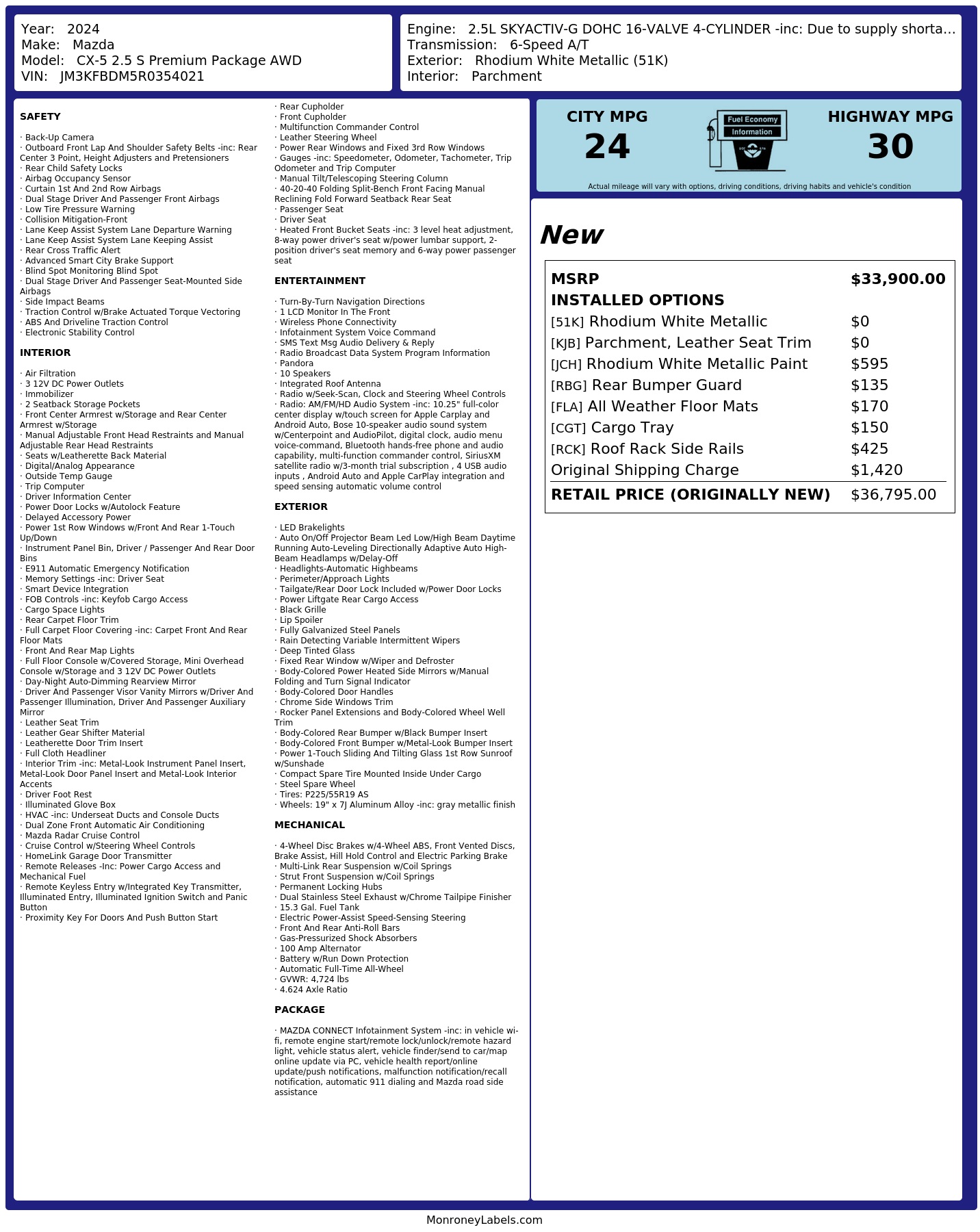 Monroney Label