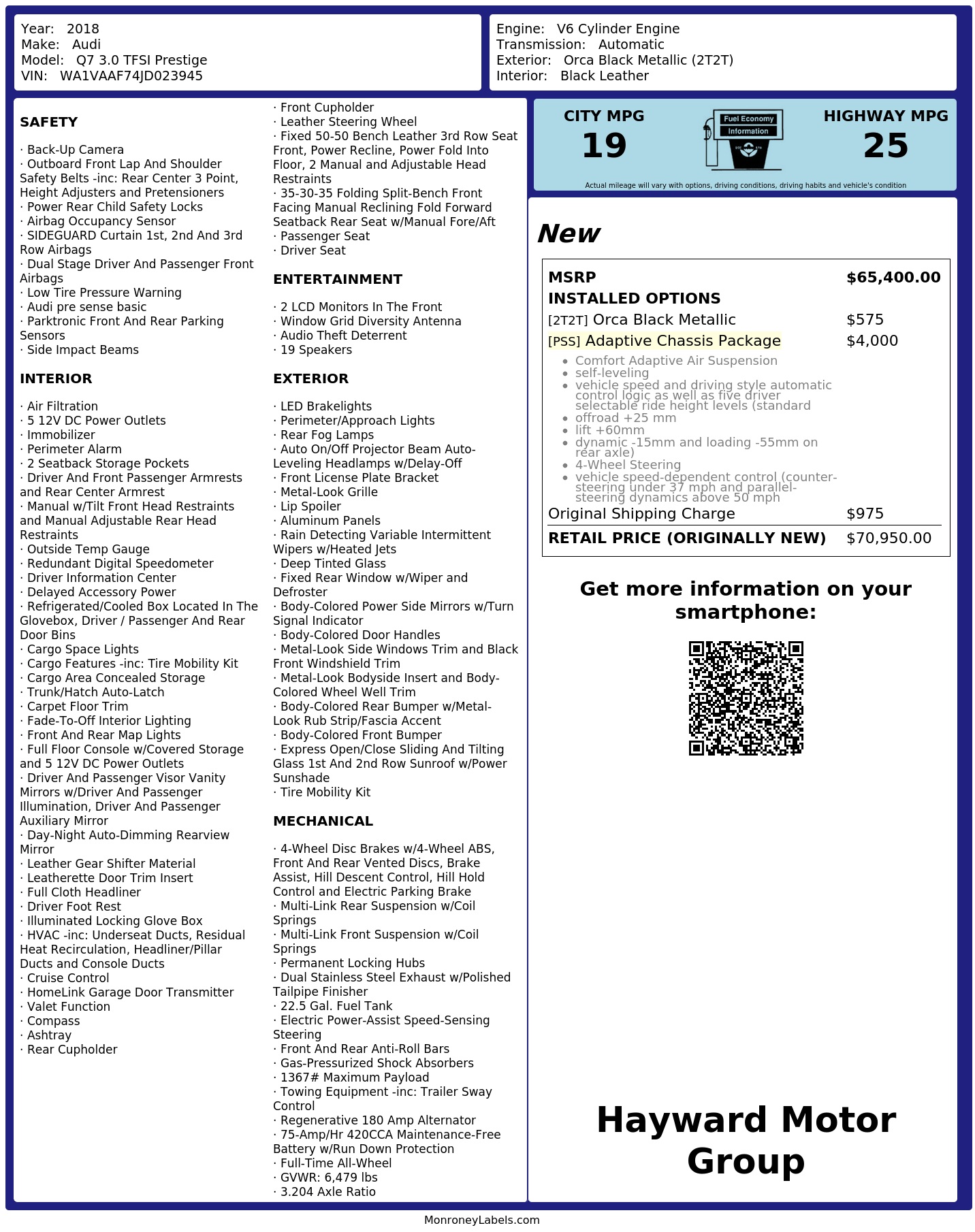 Monroney Label