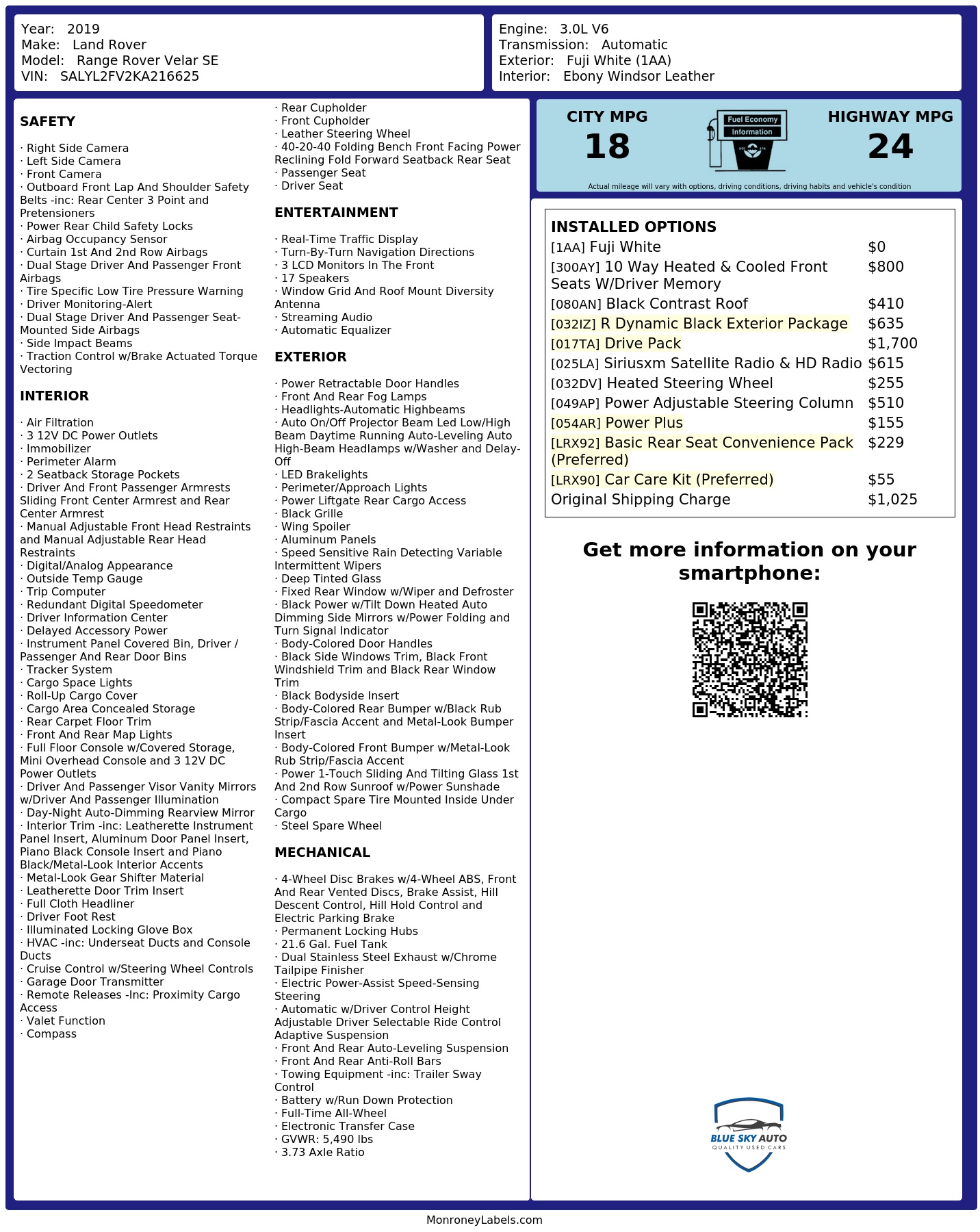 Monroney Label