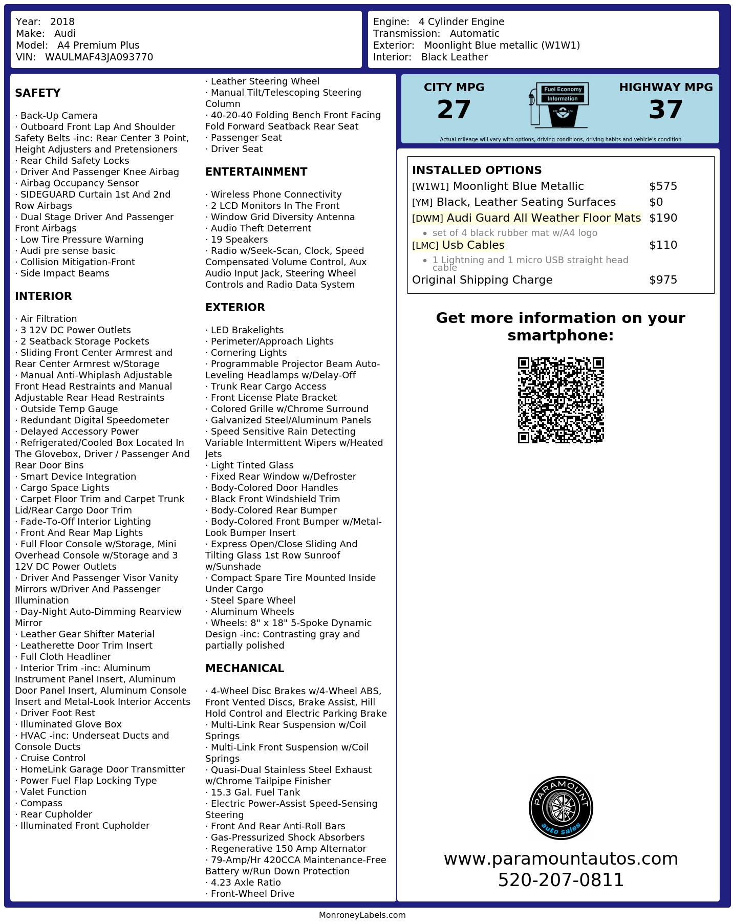 Monroney Label
