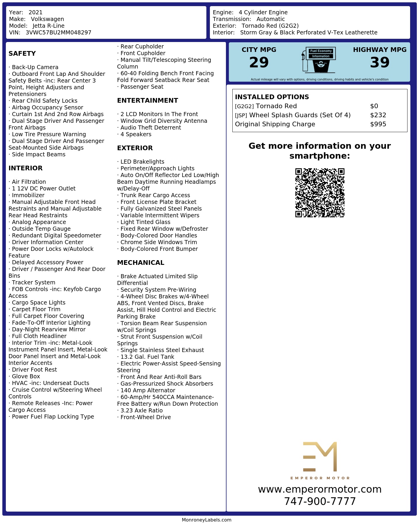 Monroney Label