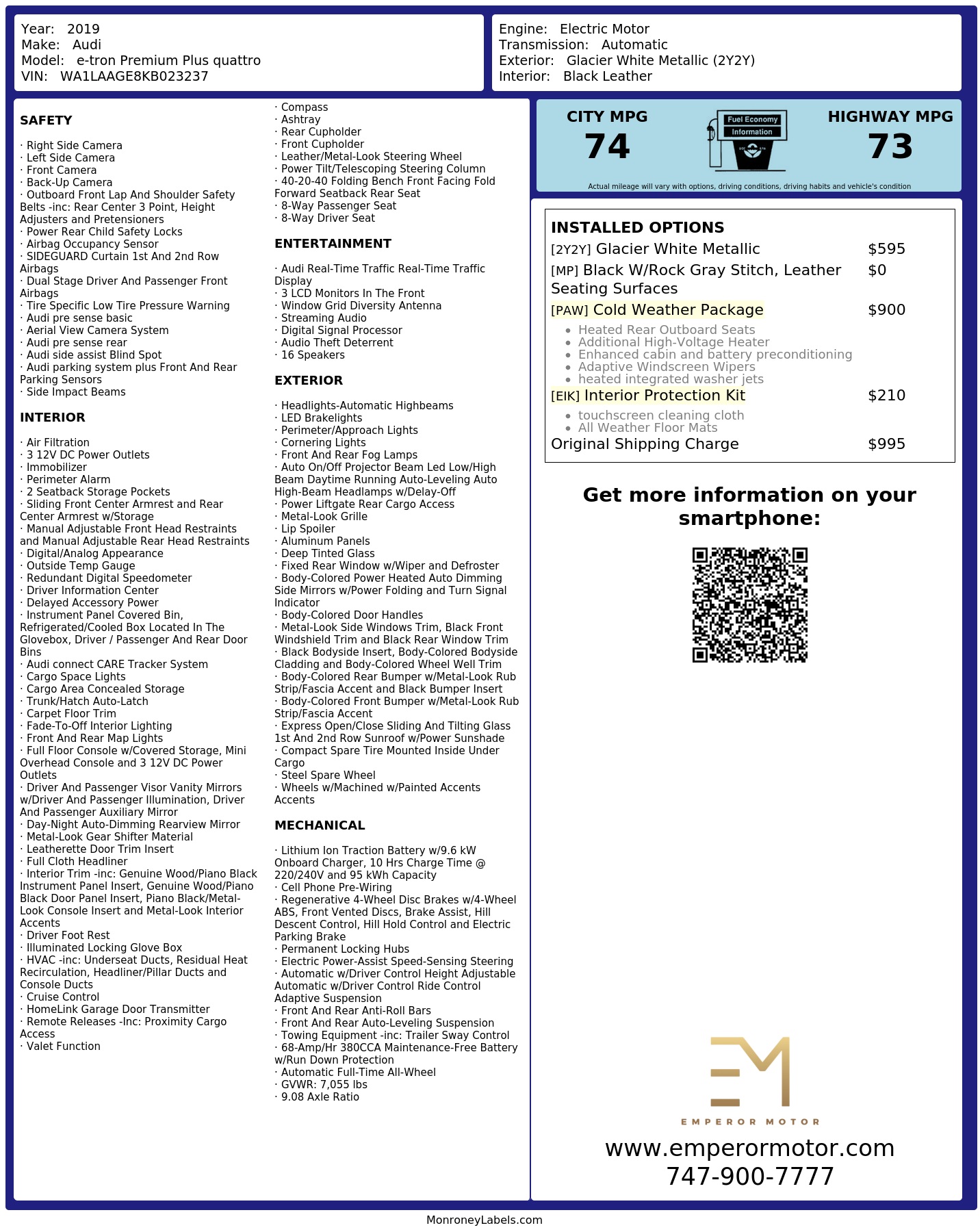 Monroney Label