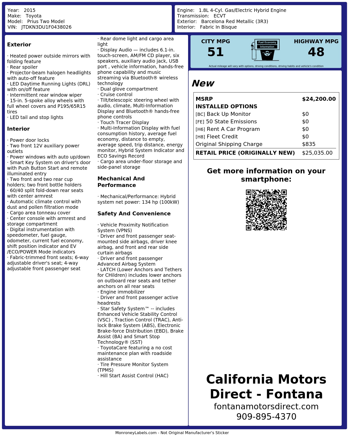 Monroney Label