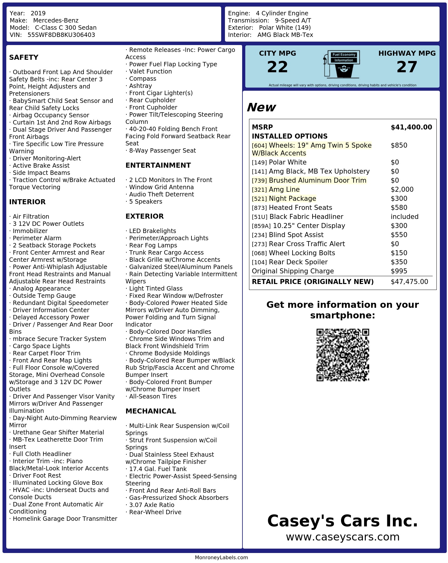 Monroney Label