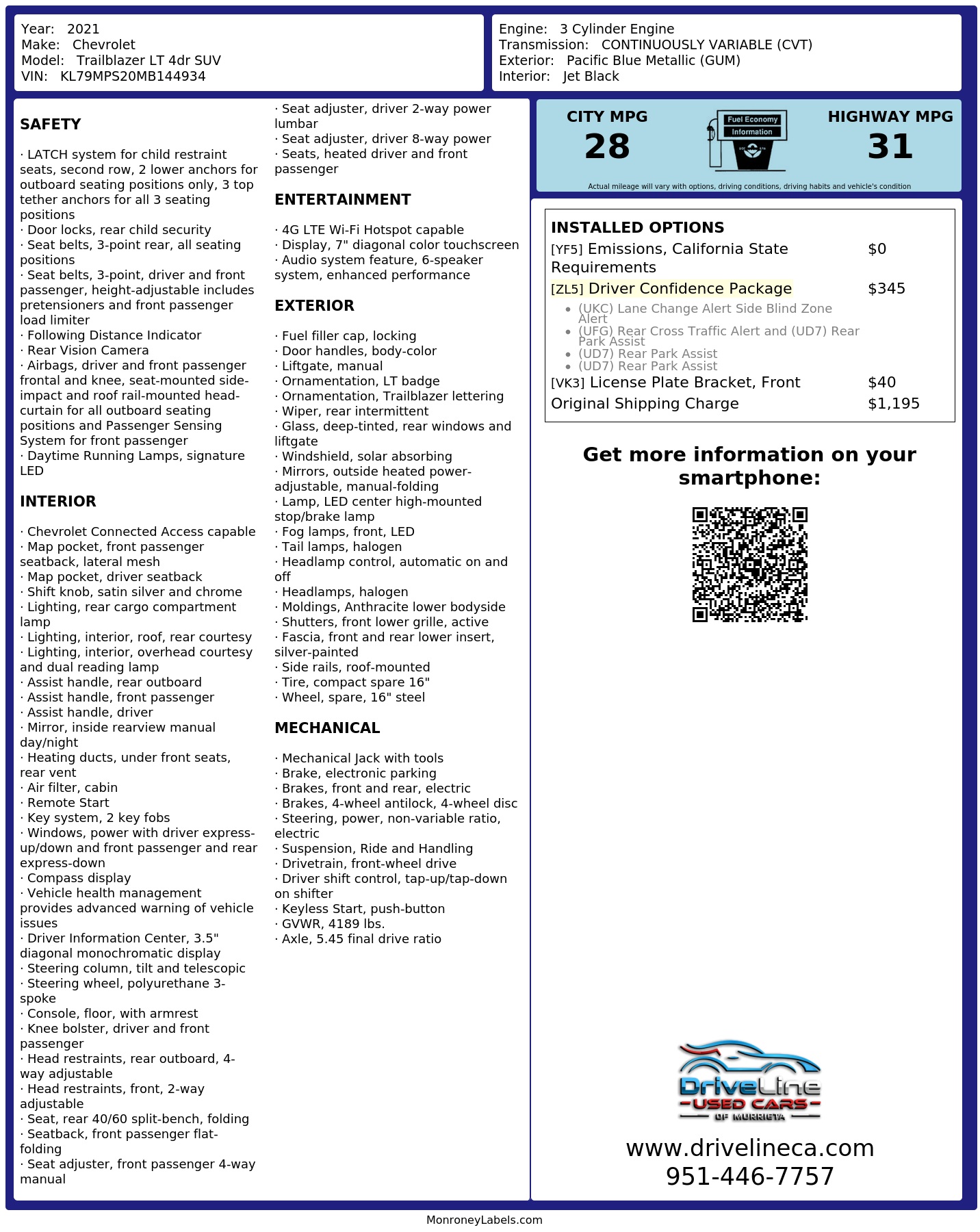 Monroney Label
