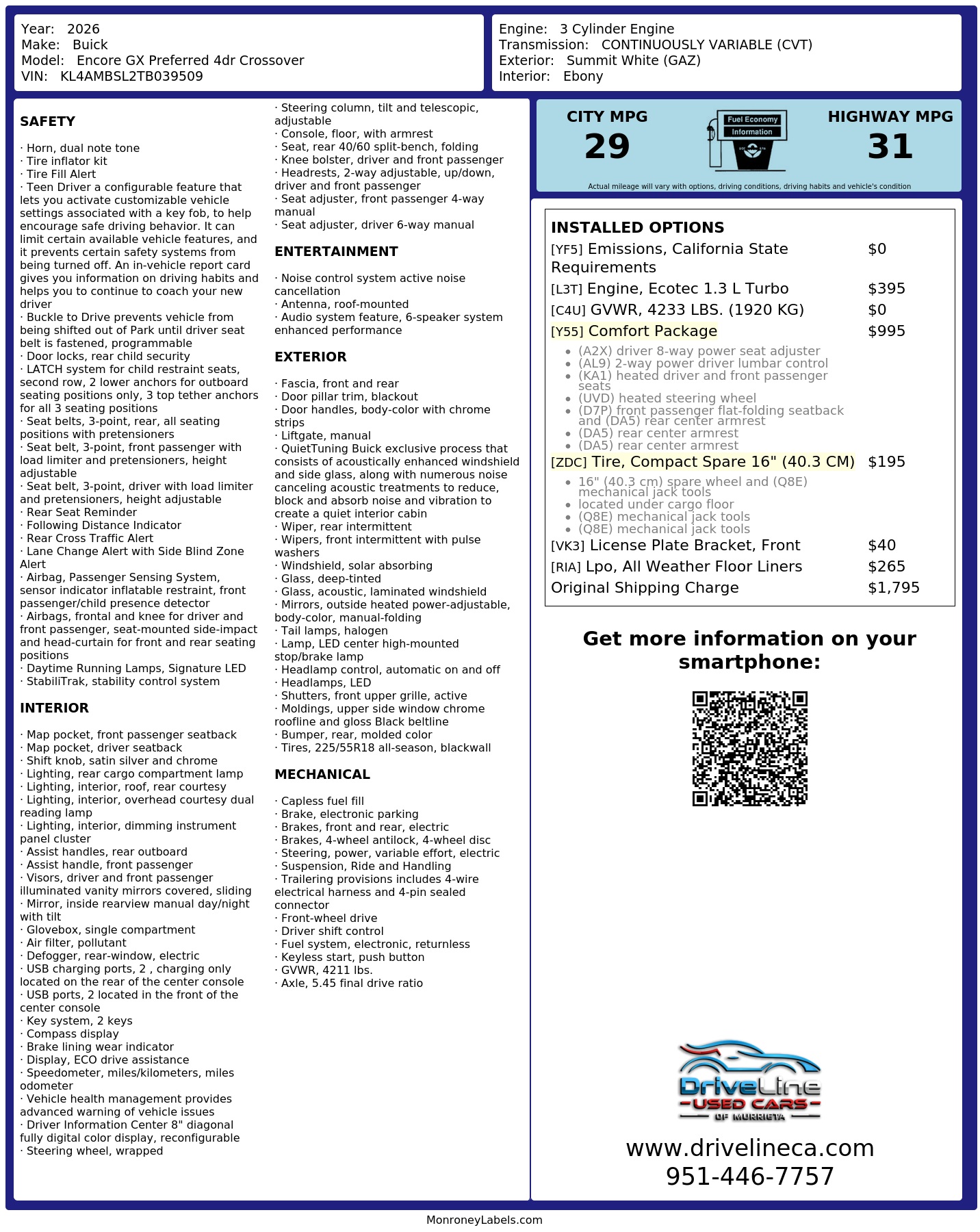 Monroney Label