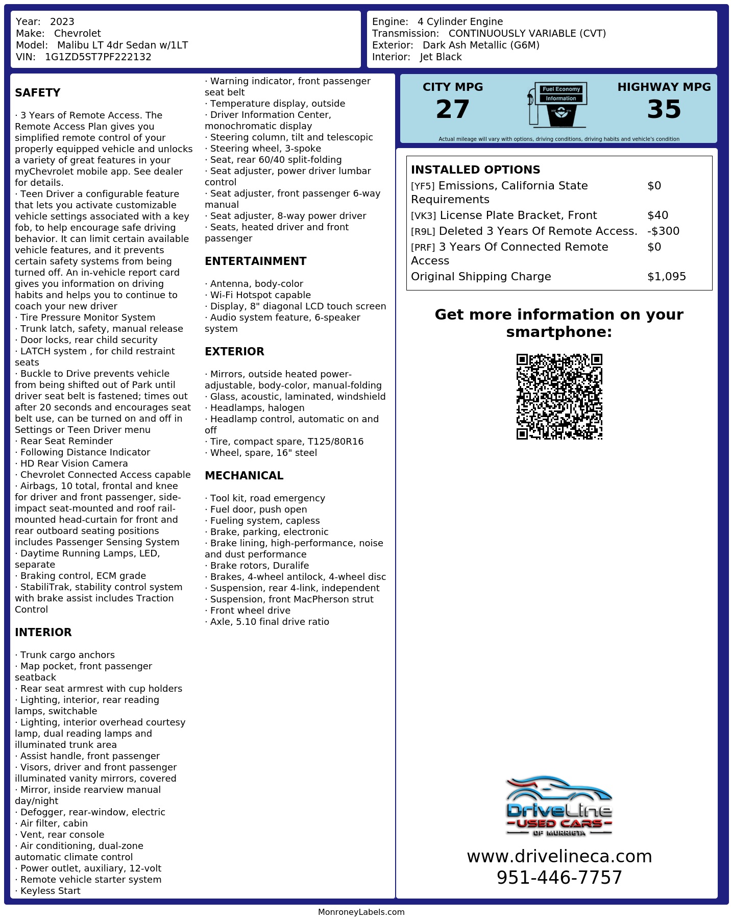 Monroney Label