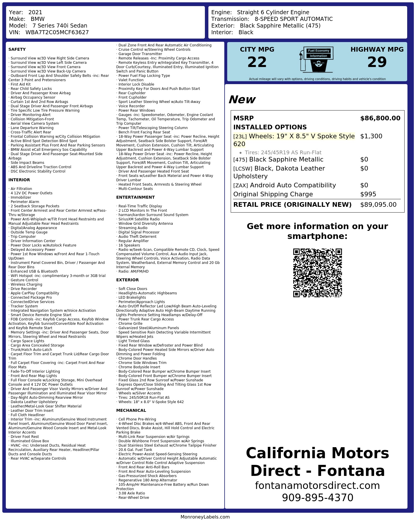 Monroney Label