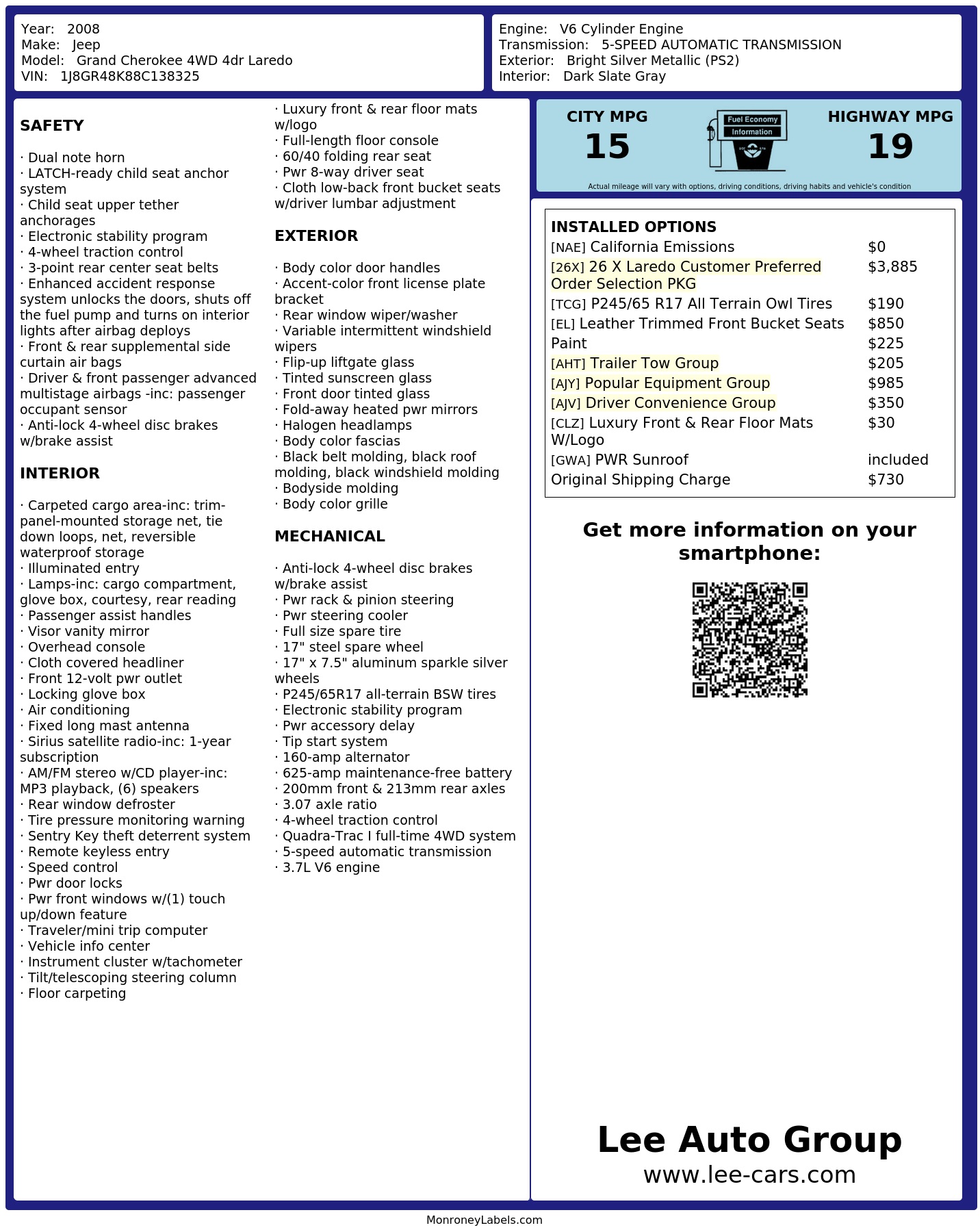 Monroney Label