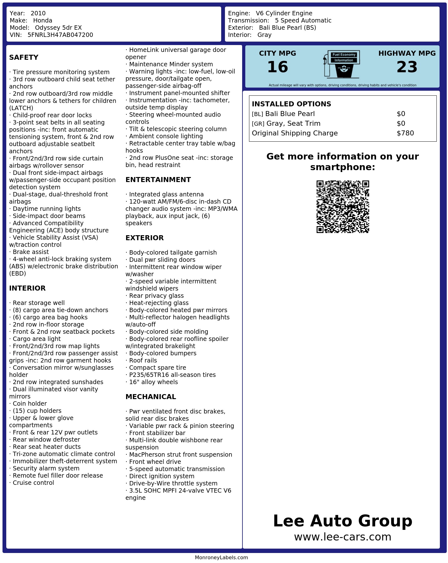 Monroney Label
