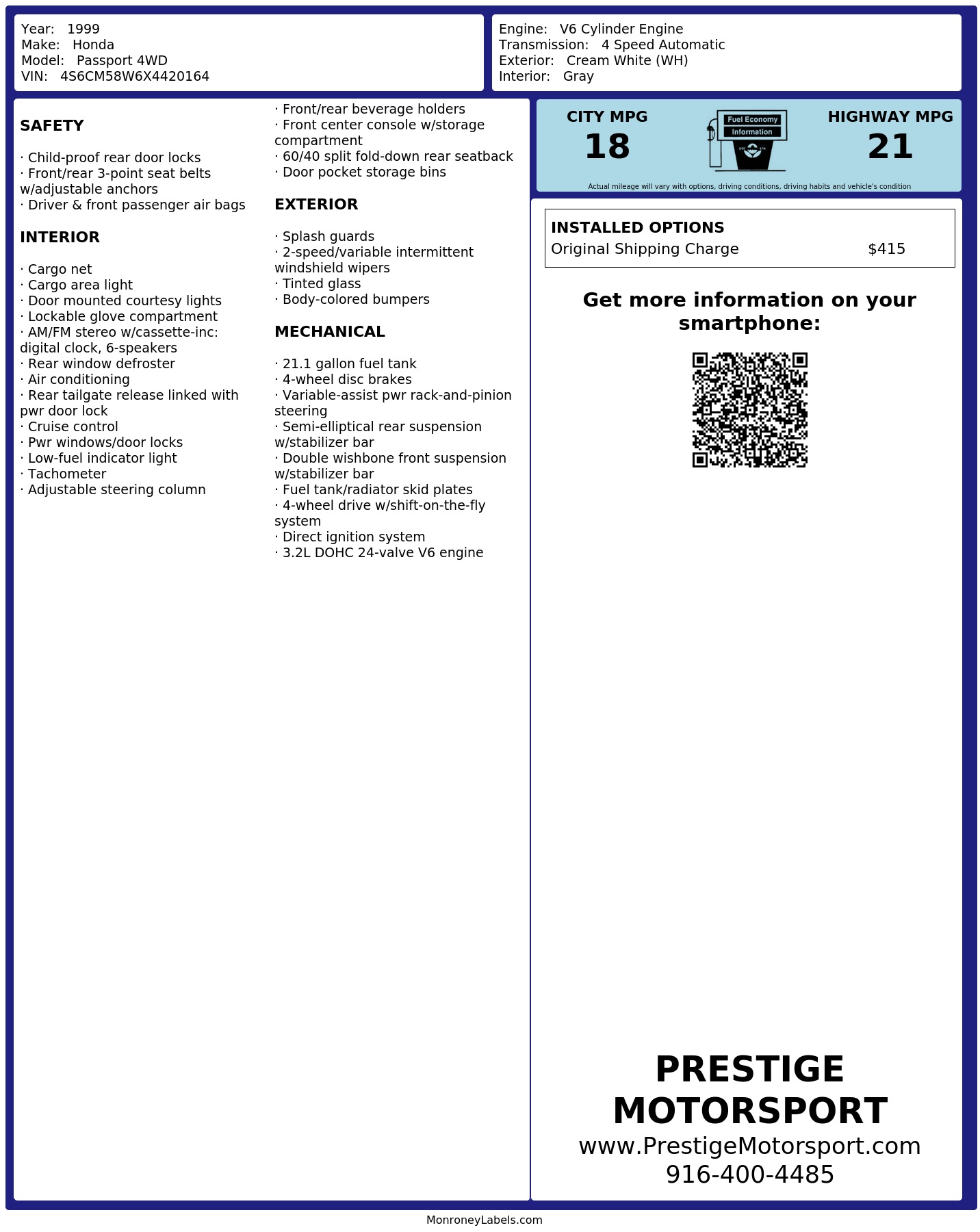 Monroney Label
