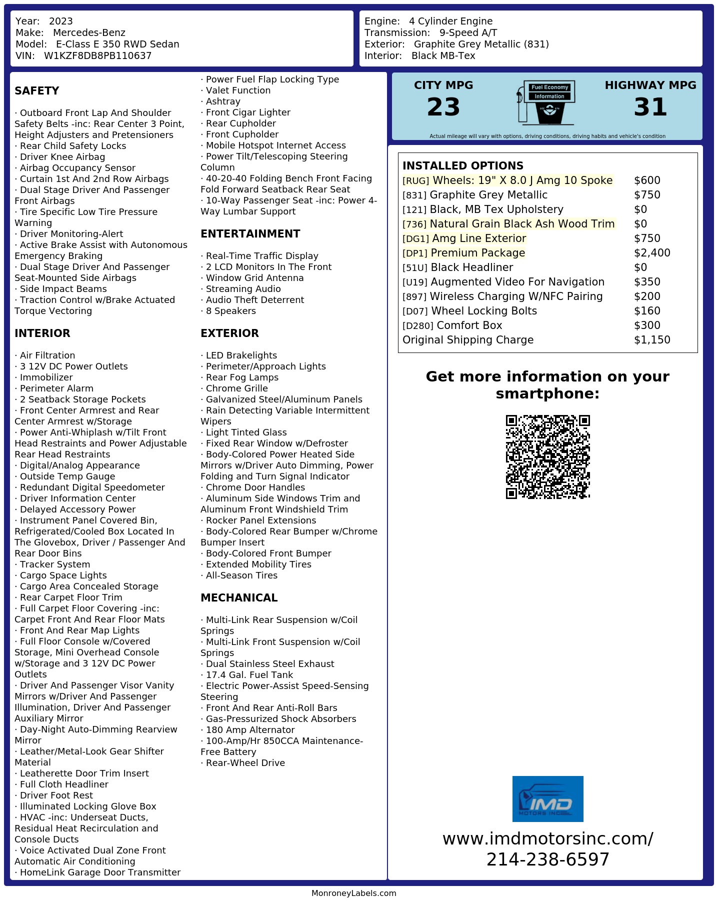 Monroney Label