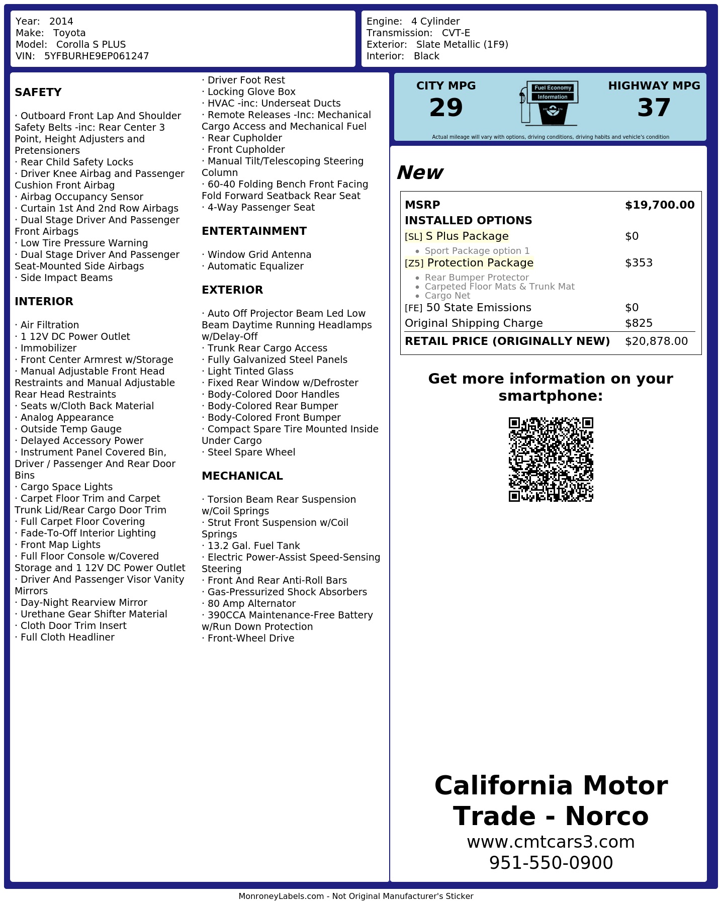 Monroney Label