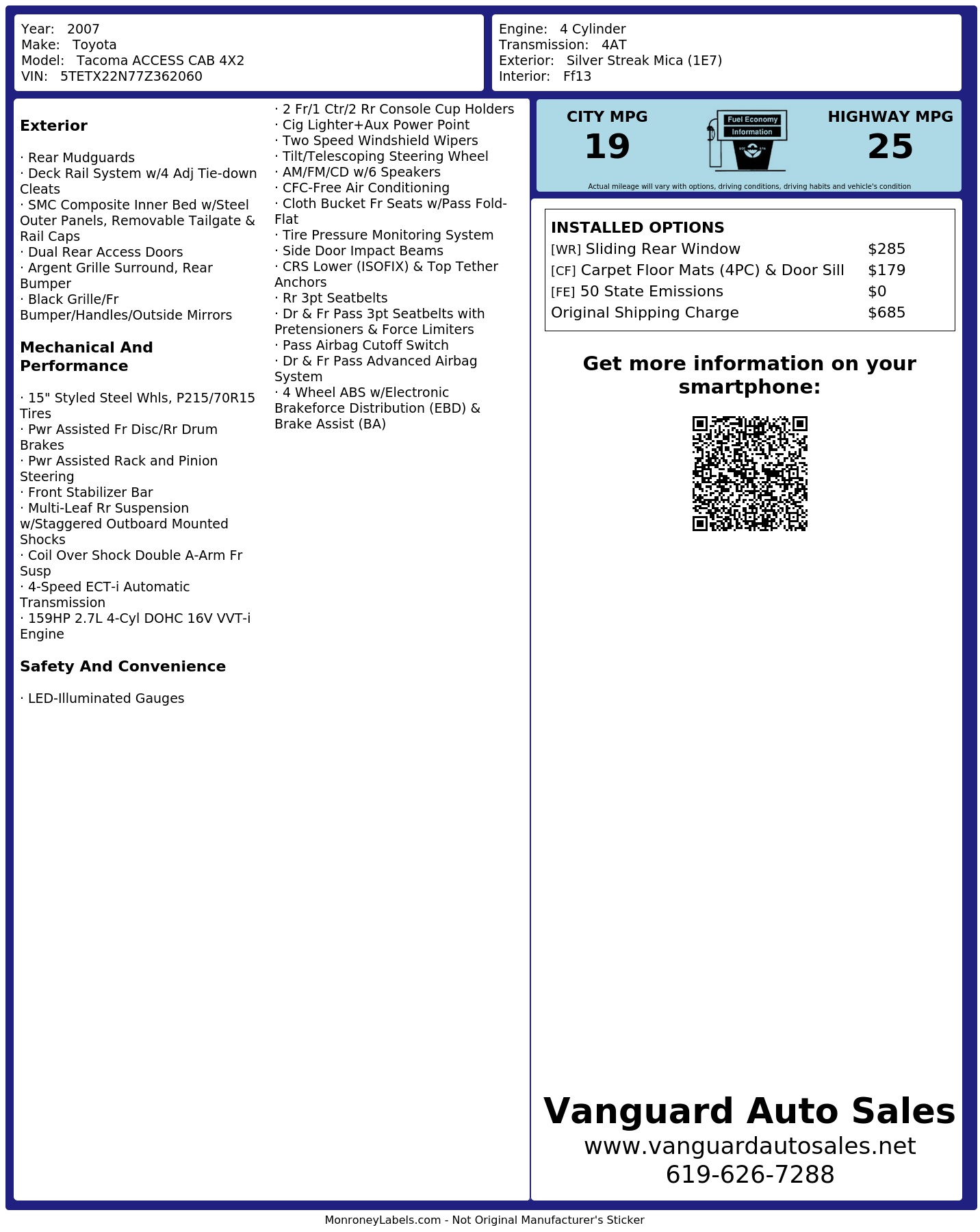 Monroney Label
