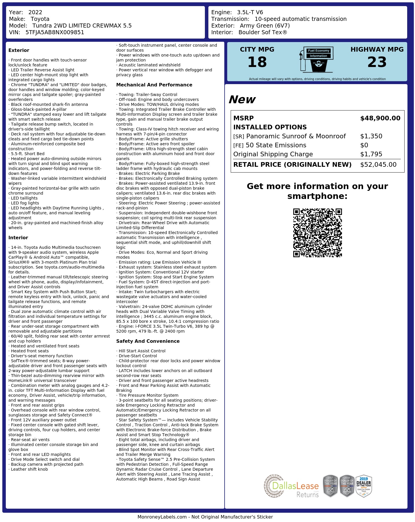 Monroney Label