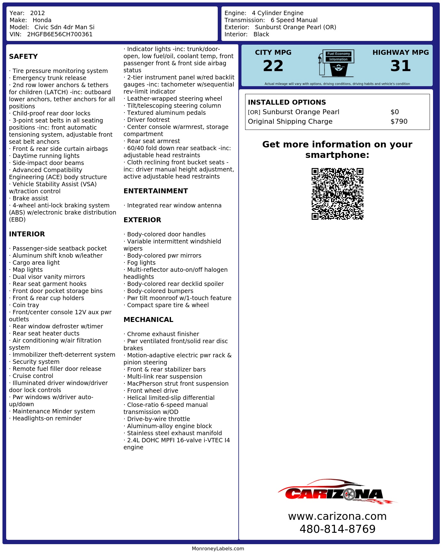 Monroney Label