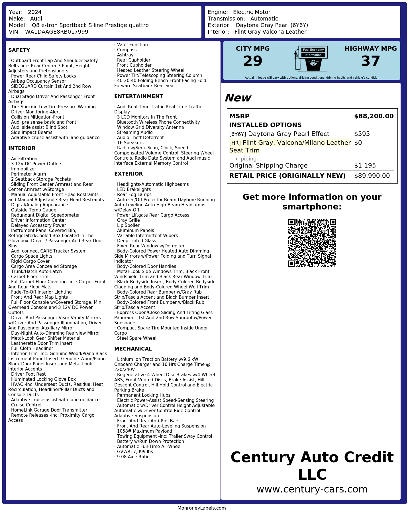 Monroney Label