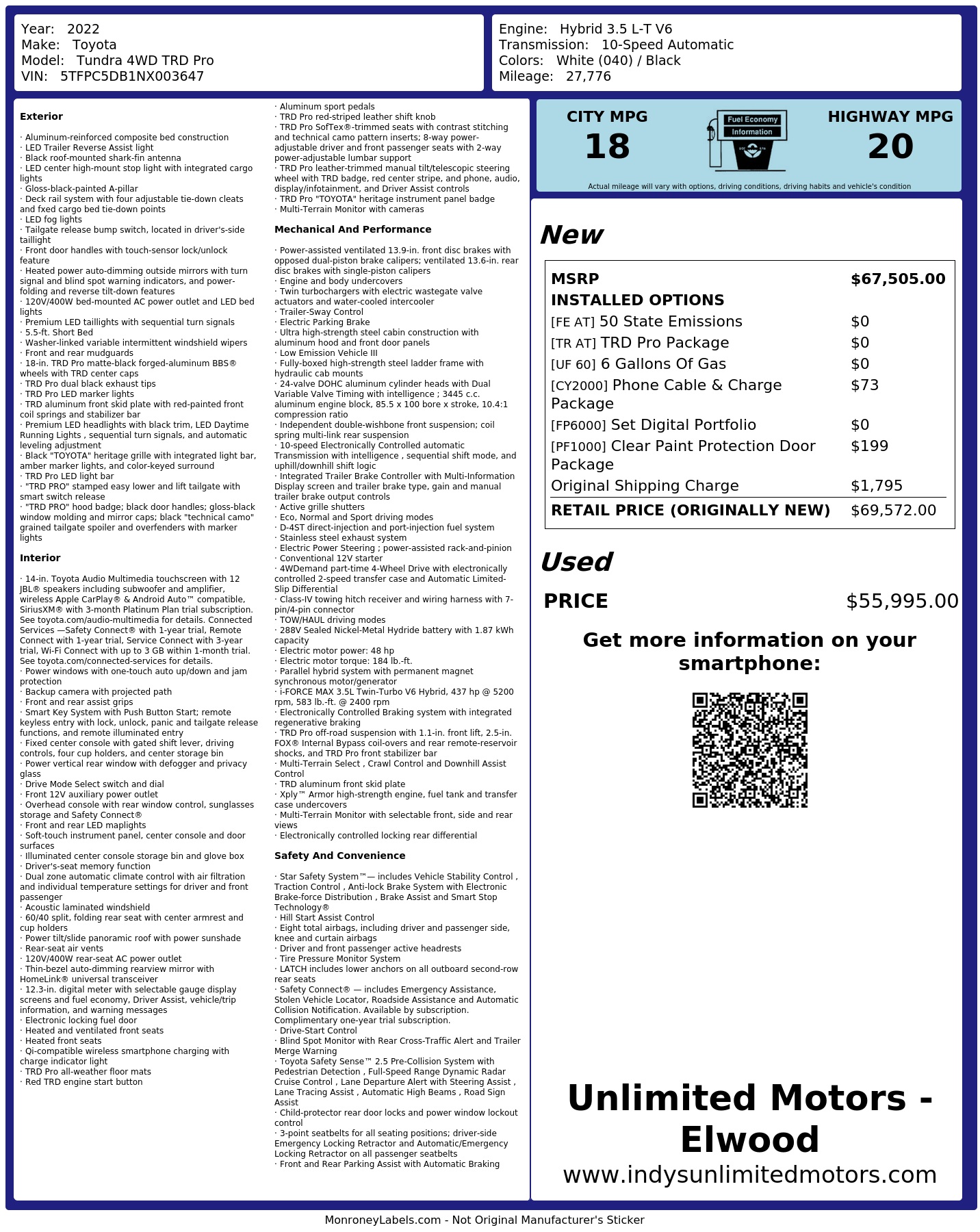 Monroney Label