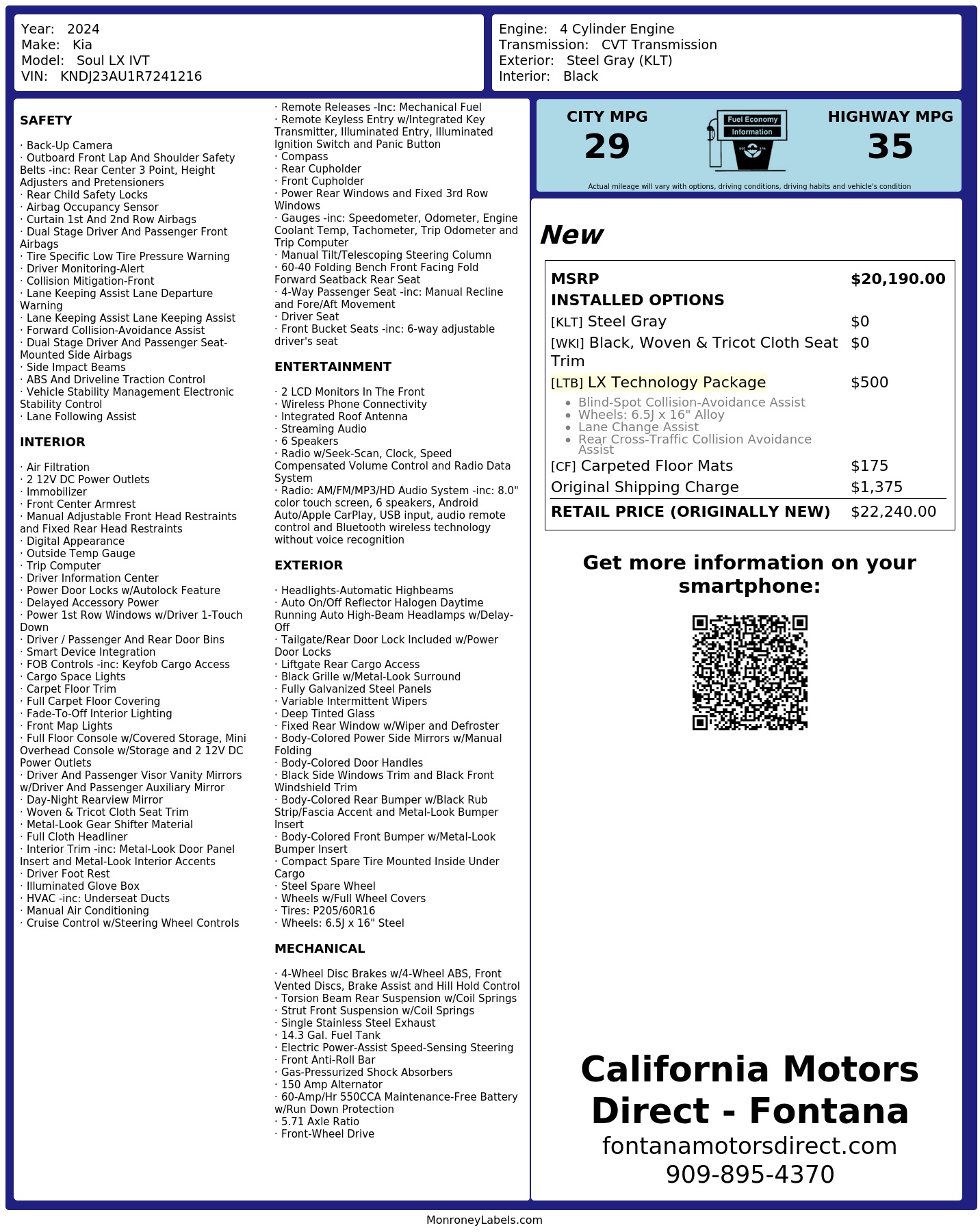 Monroney Label