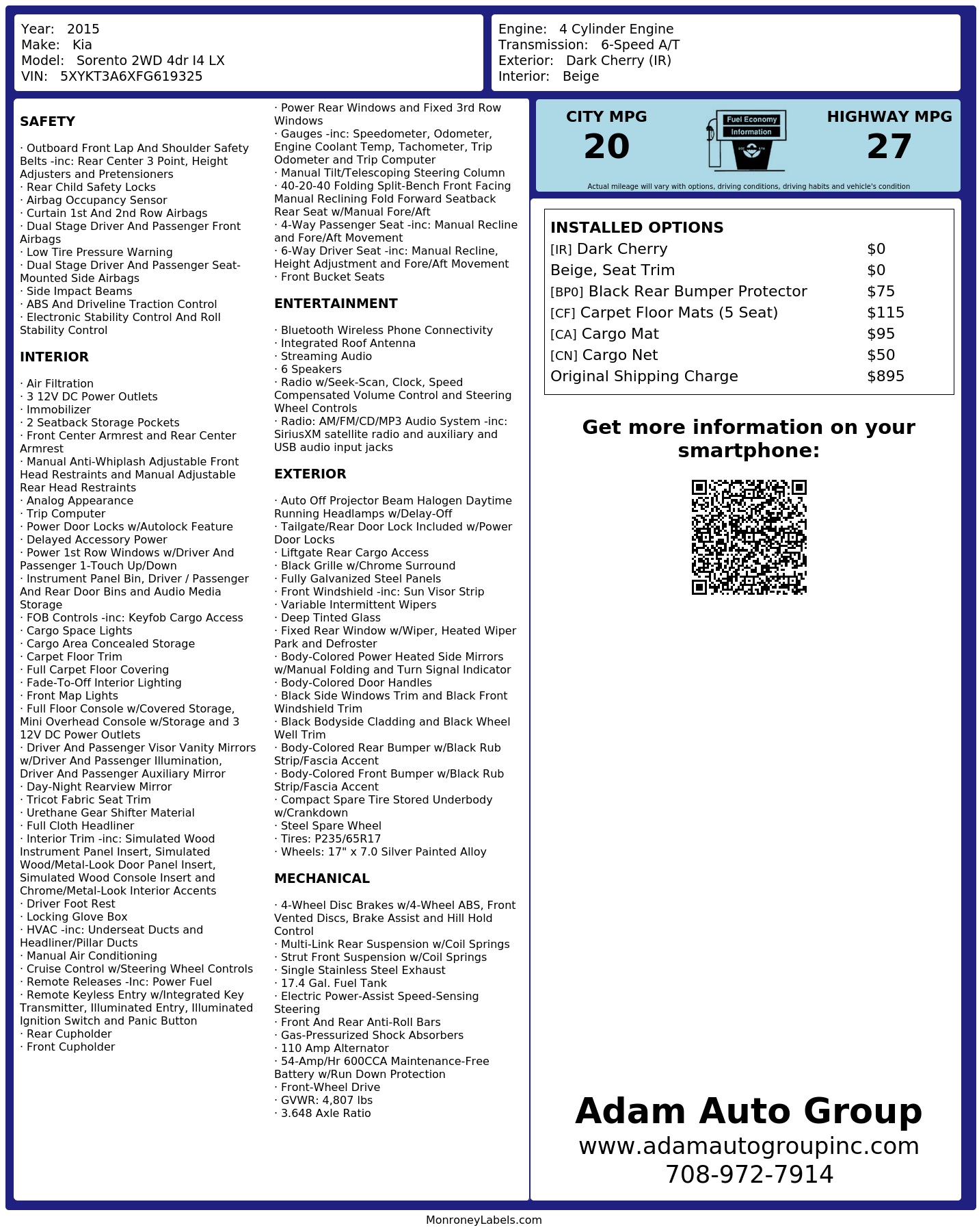 Monroney Label