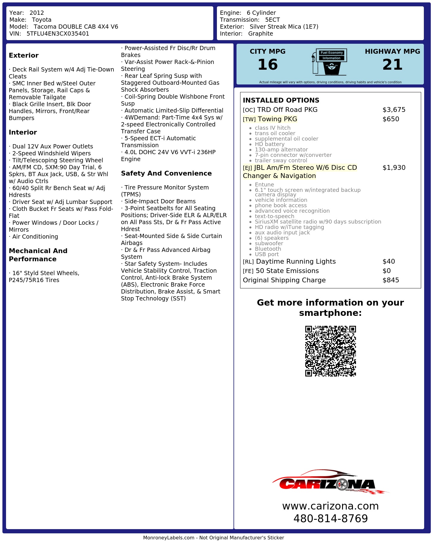 Monroney Label