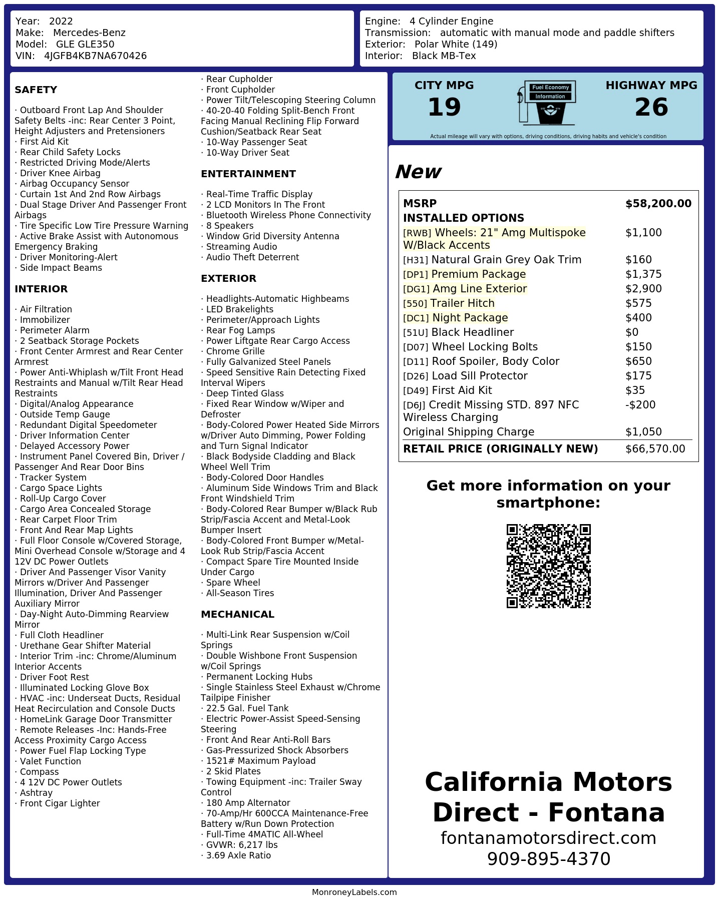 Monroney Label