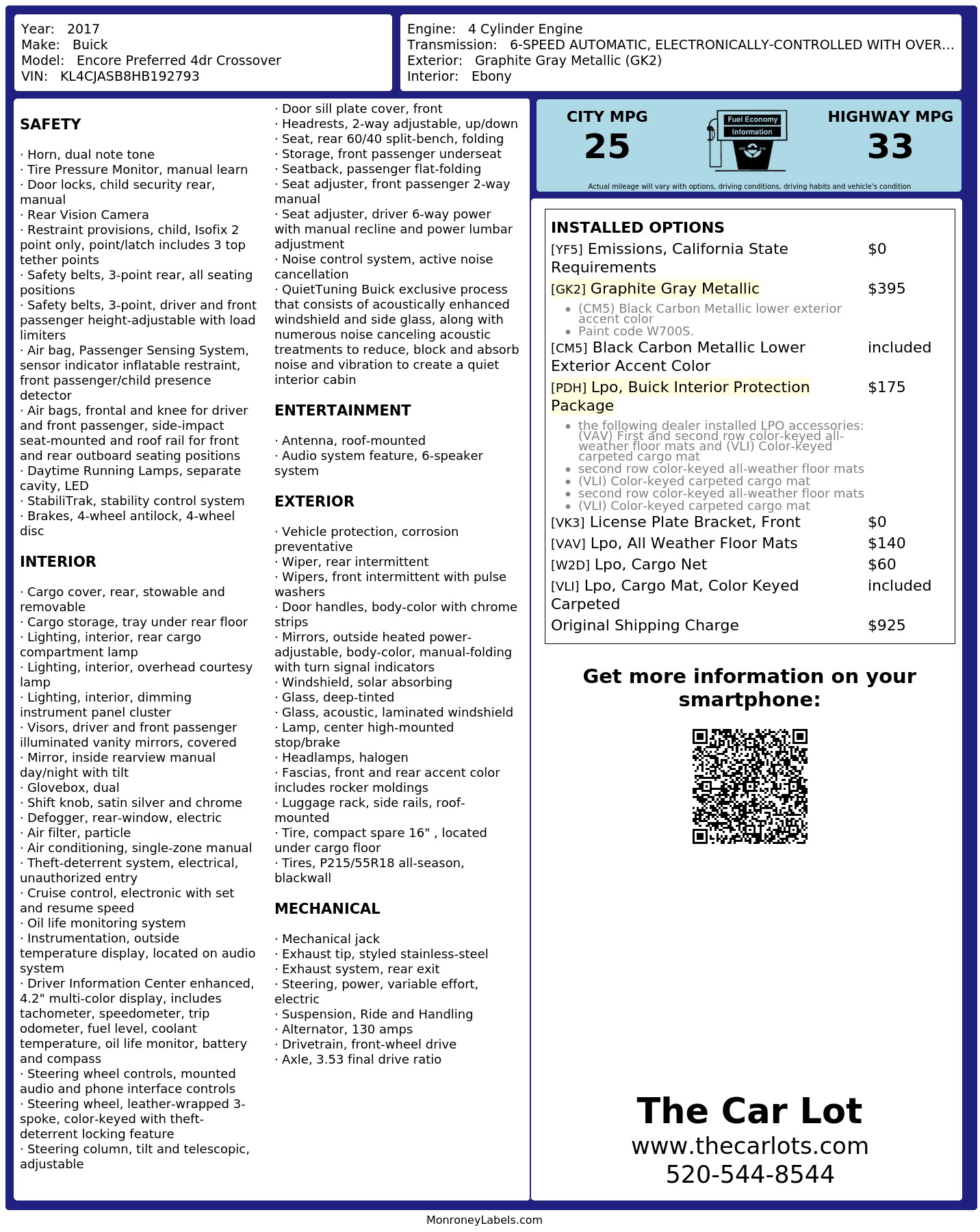 Monroney Label